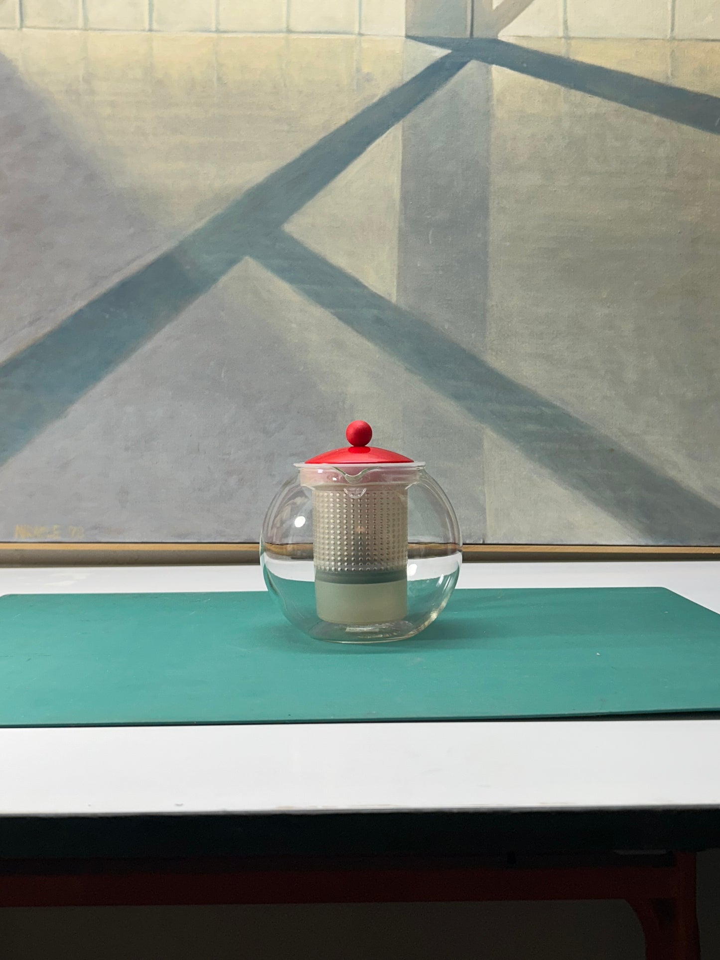 Bodum Assam Glass Tea French Press Red Lid & Handle Plastic Filter 32oz