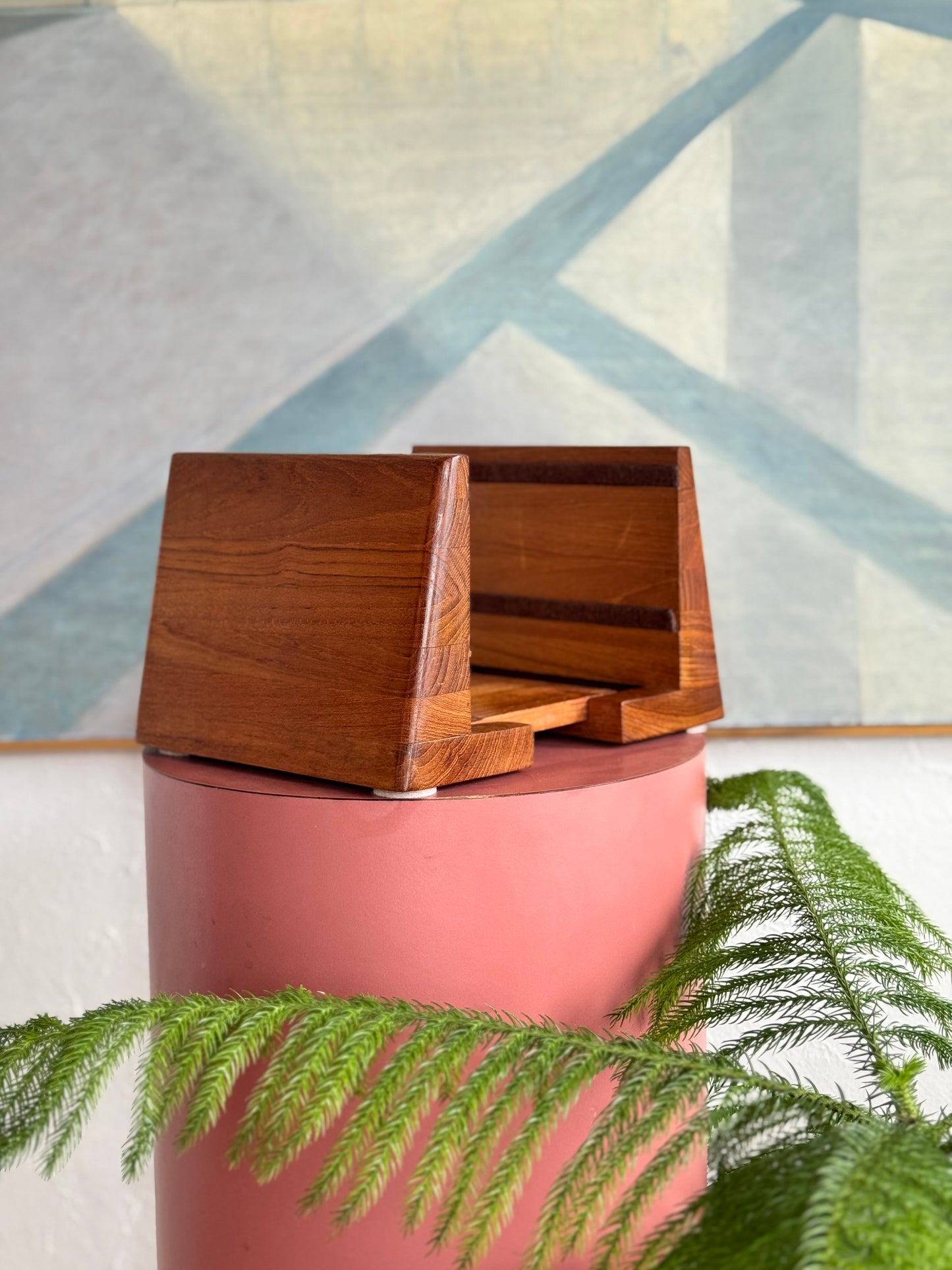 Solid Teak Adjustable Record Holder