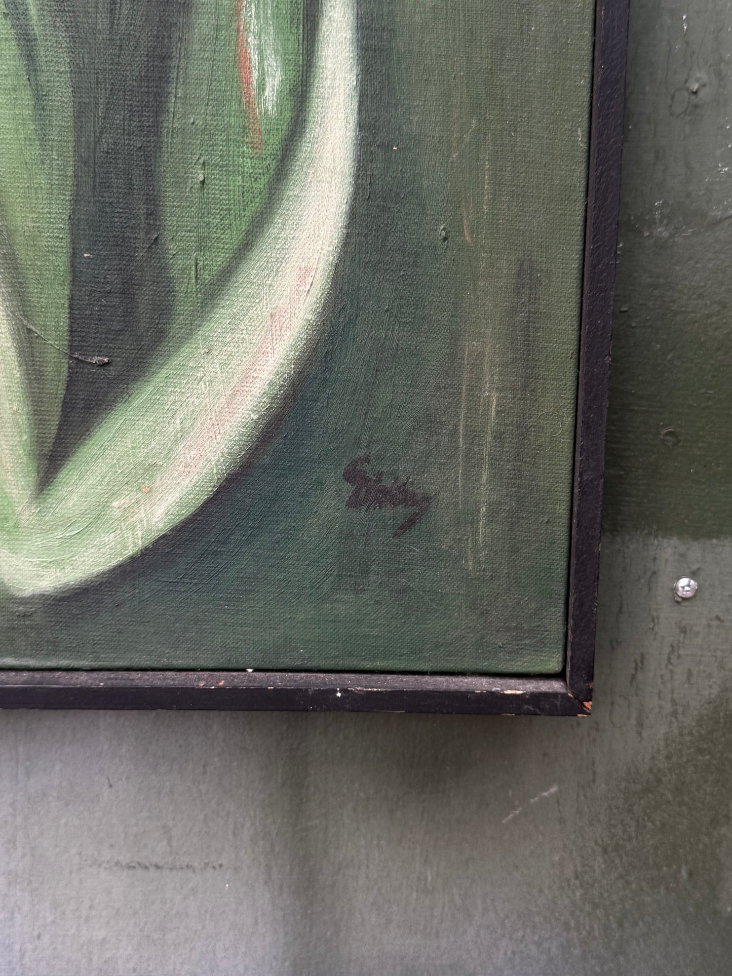 Mid Century Cubist Oil Painting 1 (Green)