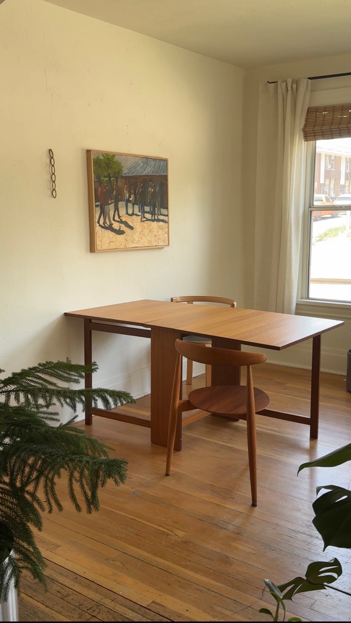 Danish Teak Flap-Leaf Hideaway Dining Table / Desk / Console