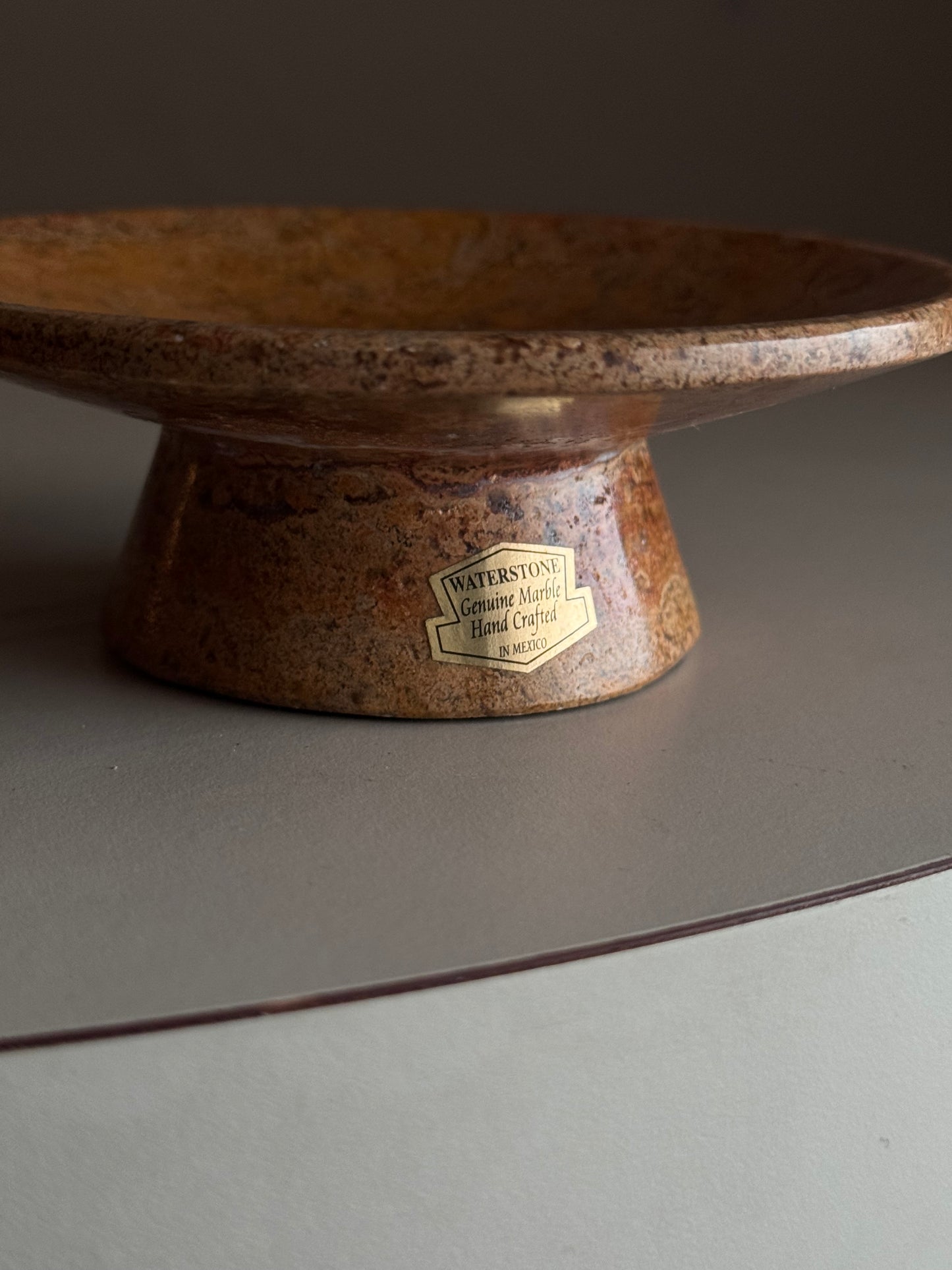 Solid Travertine Marble Pedestal Dish