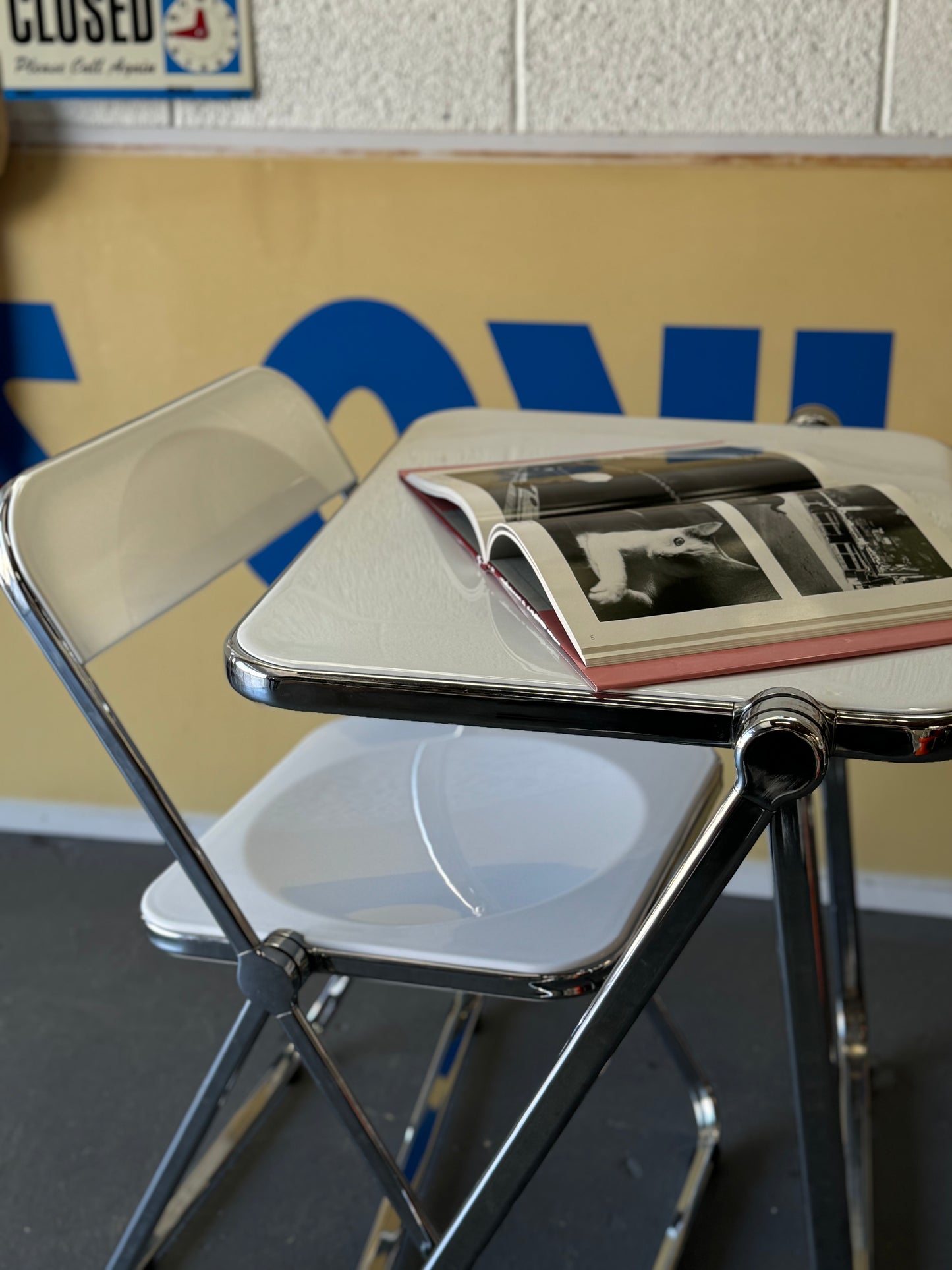Giancarlo Piretti For Castelli Style Acrylic Folding Chair and Table