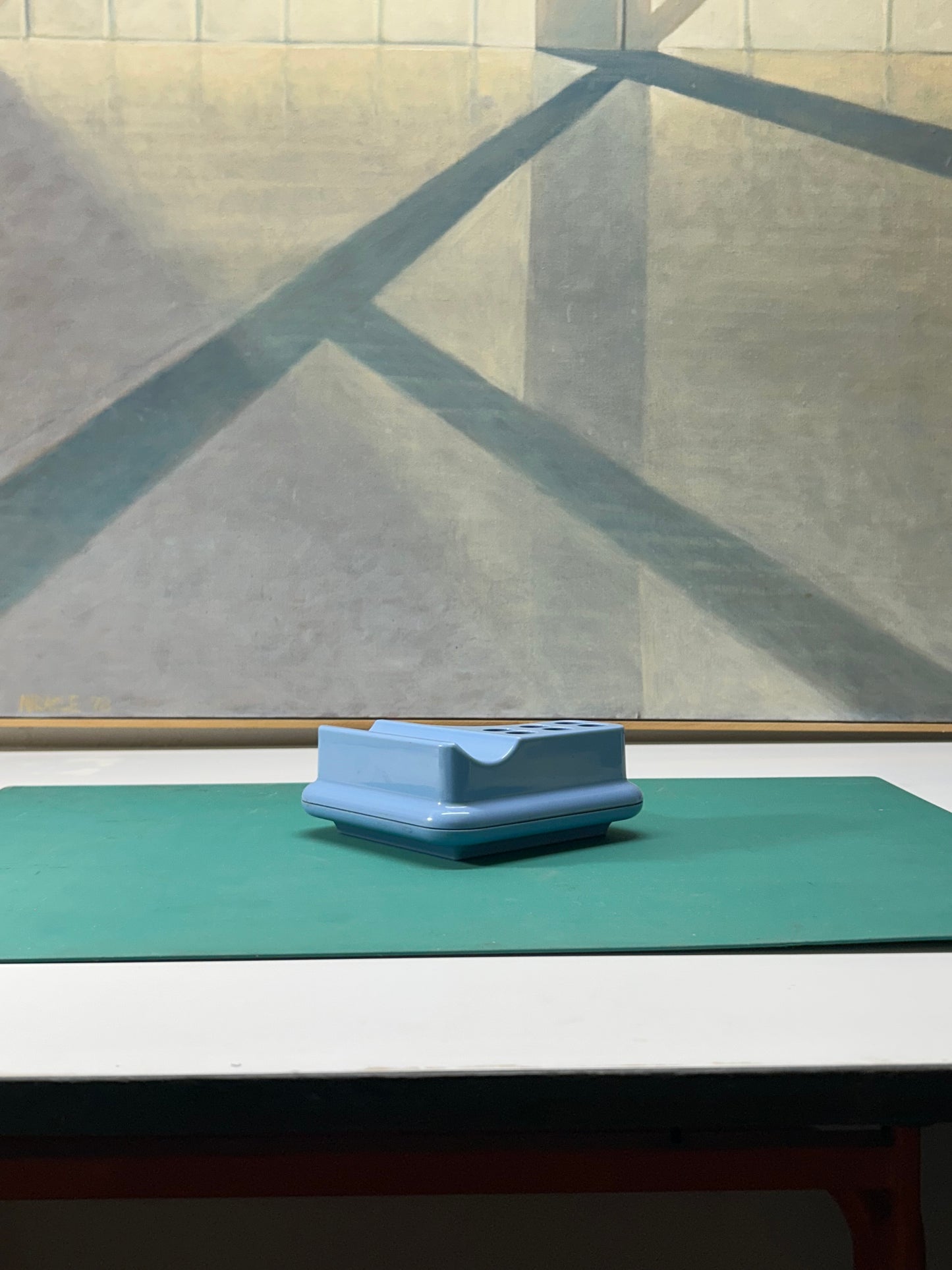 Blue desk organizer