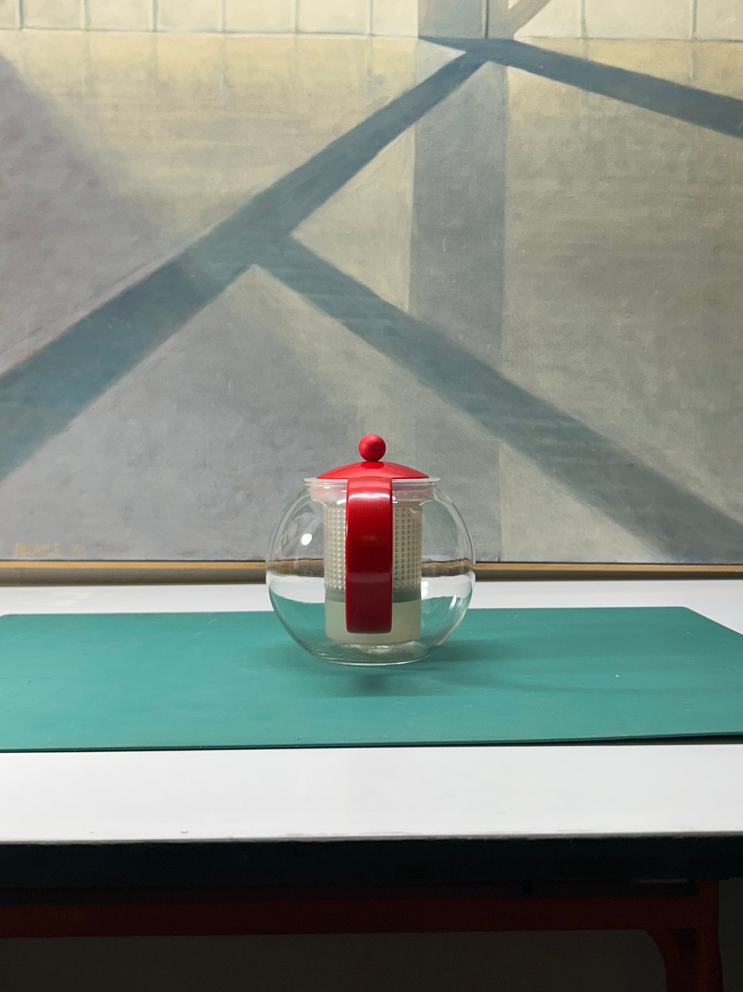 Bodum Assam Glass Tea French Press Red Lid & Handle Plastic Filter 32oz