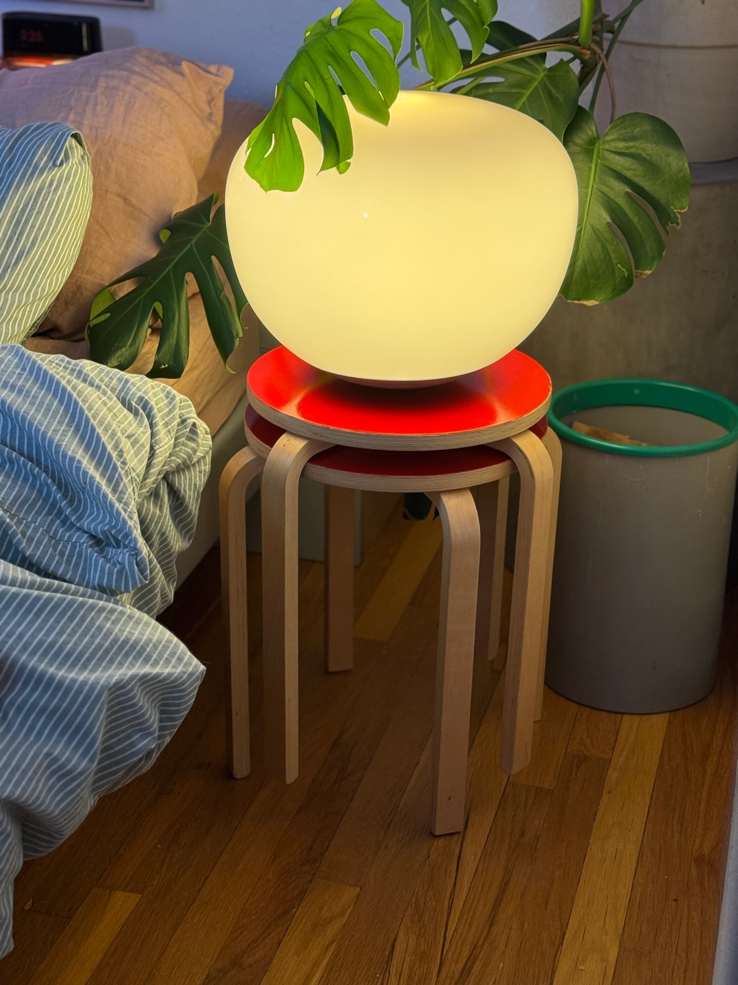 Bentwood Stools w/ Red Enamel Tops