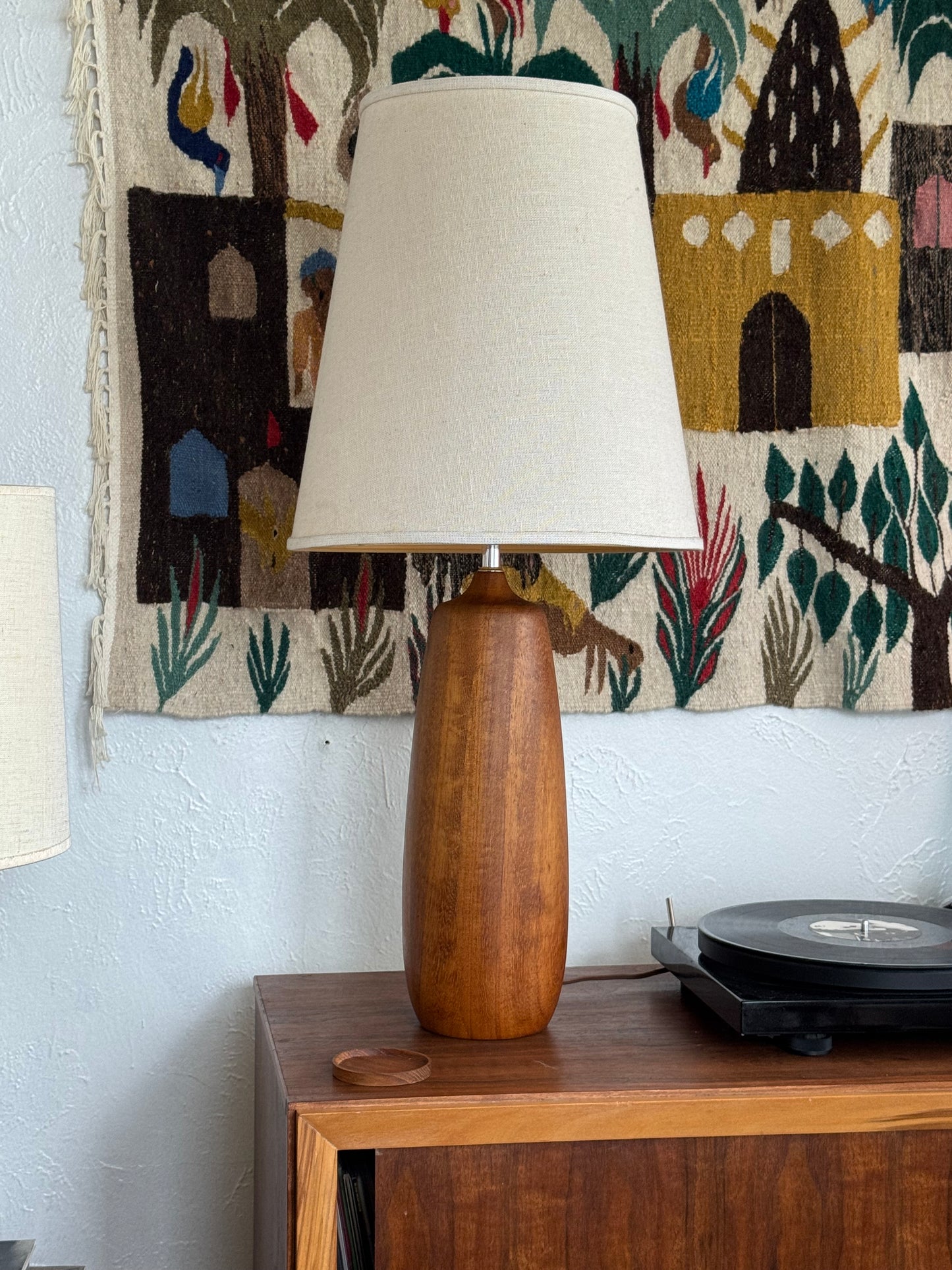 Solid Turned Teak 32” Table Lamp
