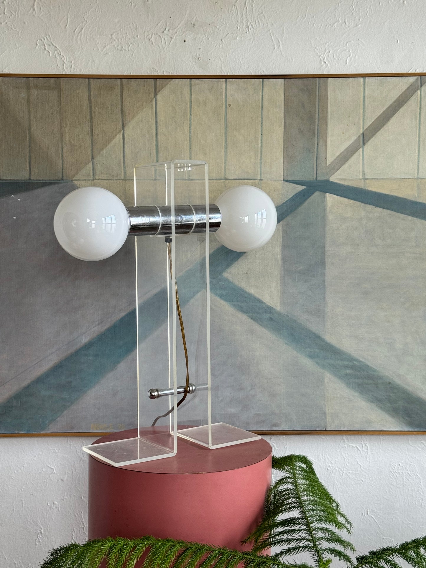 1970s Lucite Orb Table Lamp