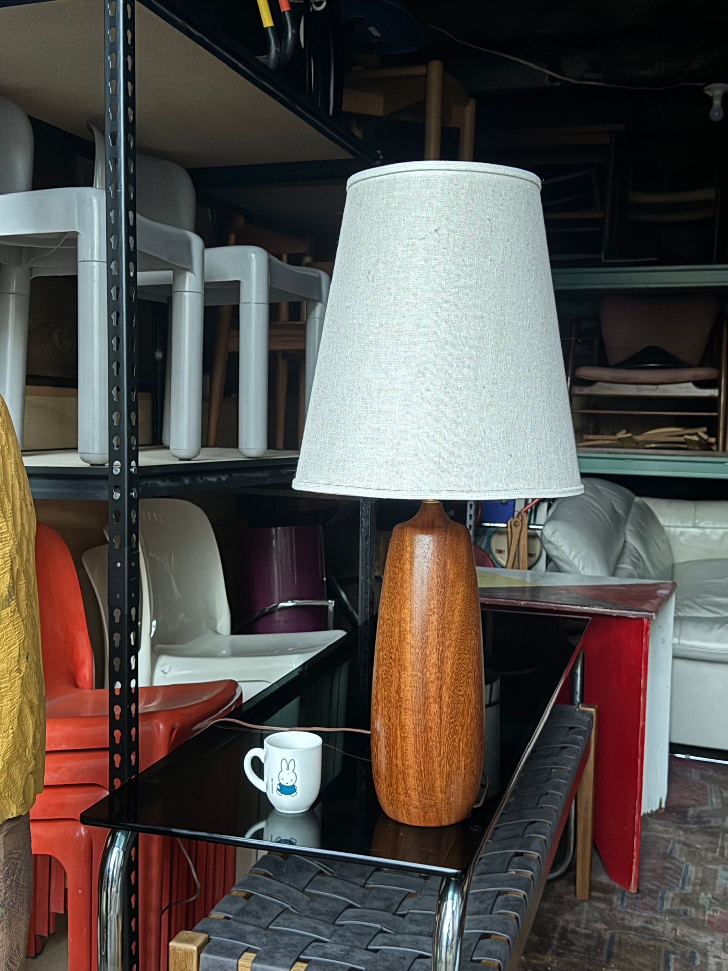 Solid Turned Teak 32” Table Lamp