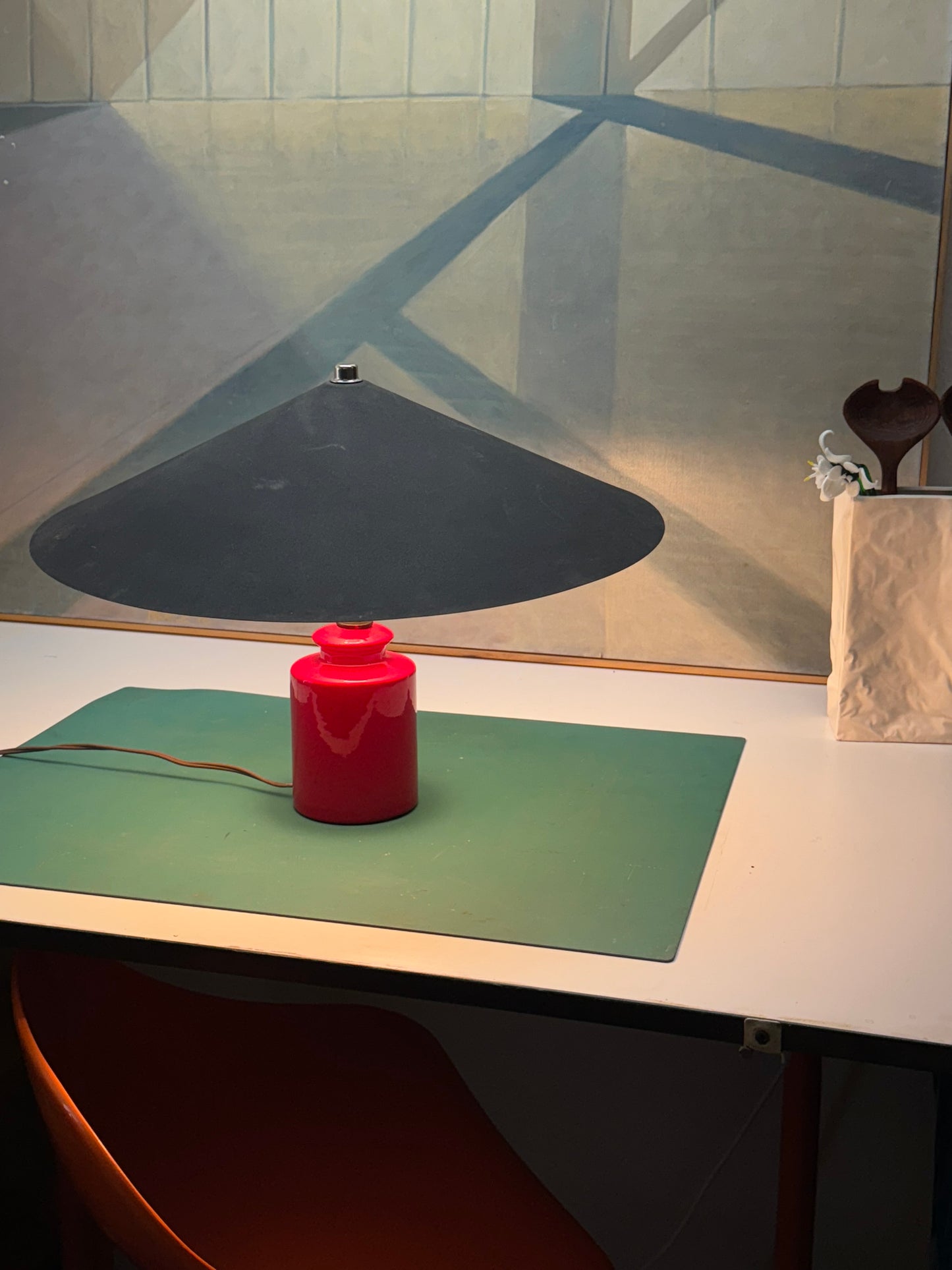 Red Ceramic Table Lamp