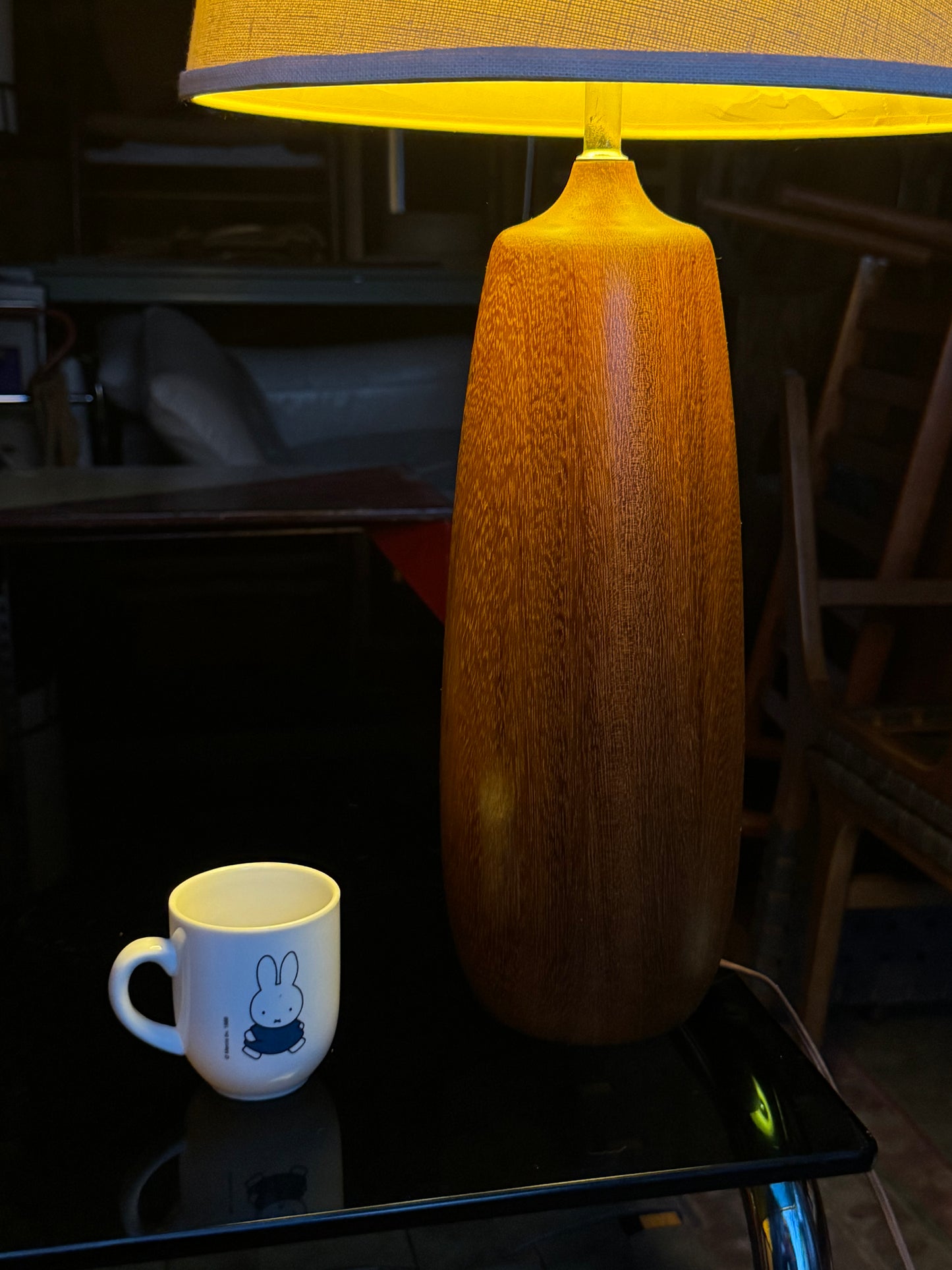Solid Turned Teak 32” Table Lamp