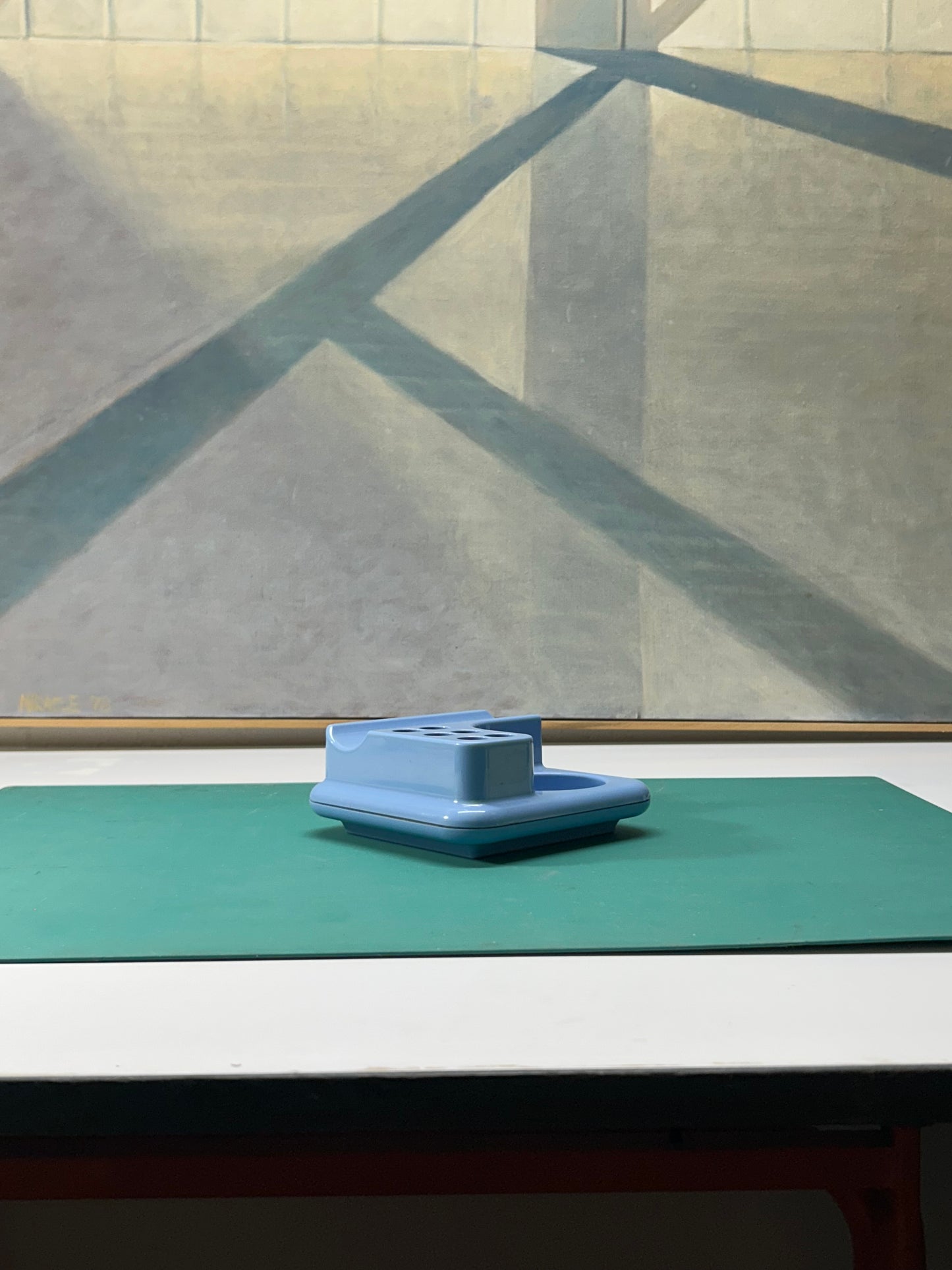 Blue desk organizer