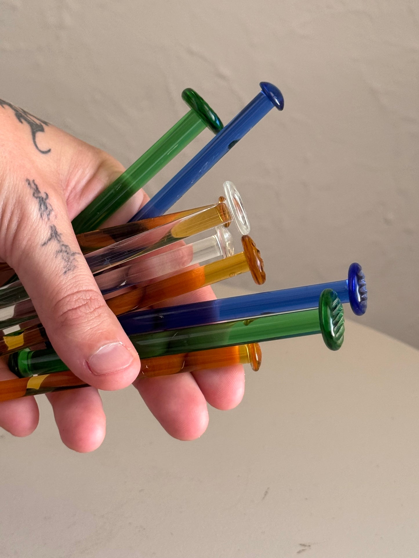 Handmade Glass Swizel Sticks