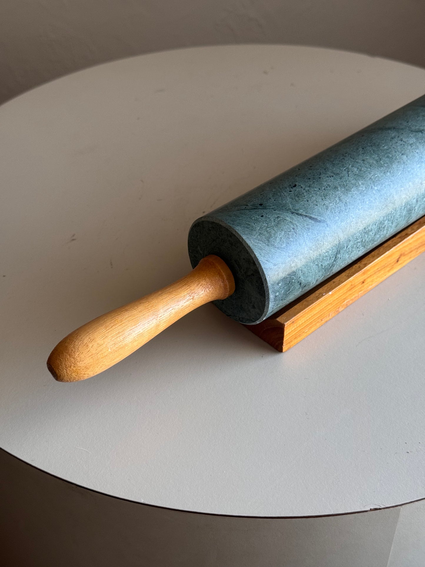 Solid Marble and Wood Rolling Pin