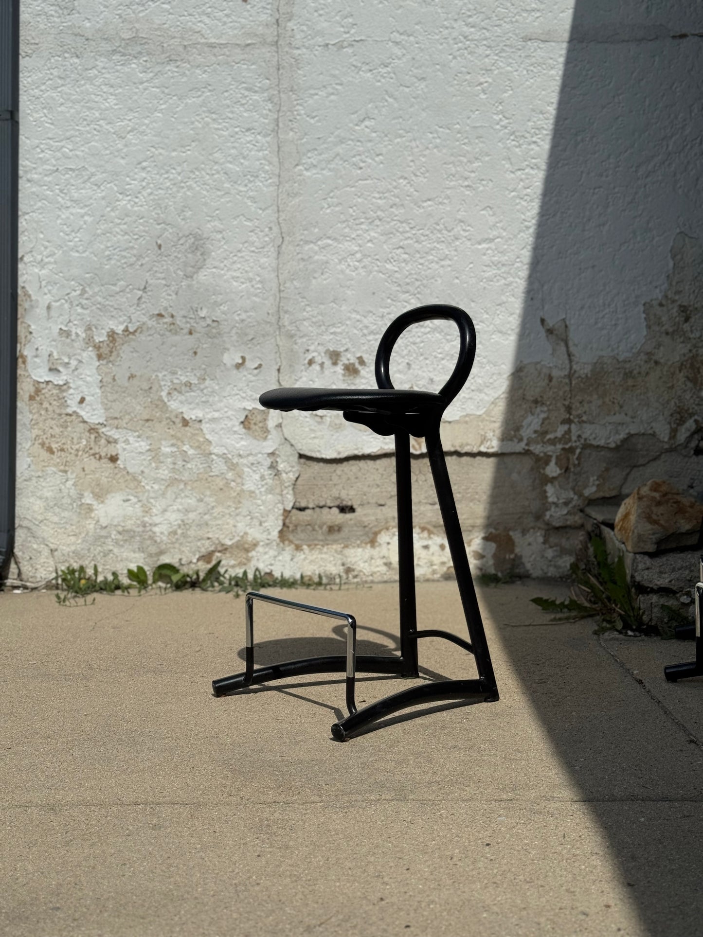 1980s Post Modern Leather Stool Set
