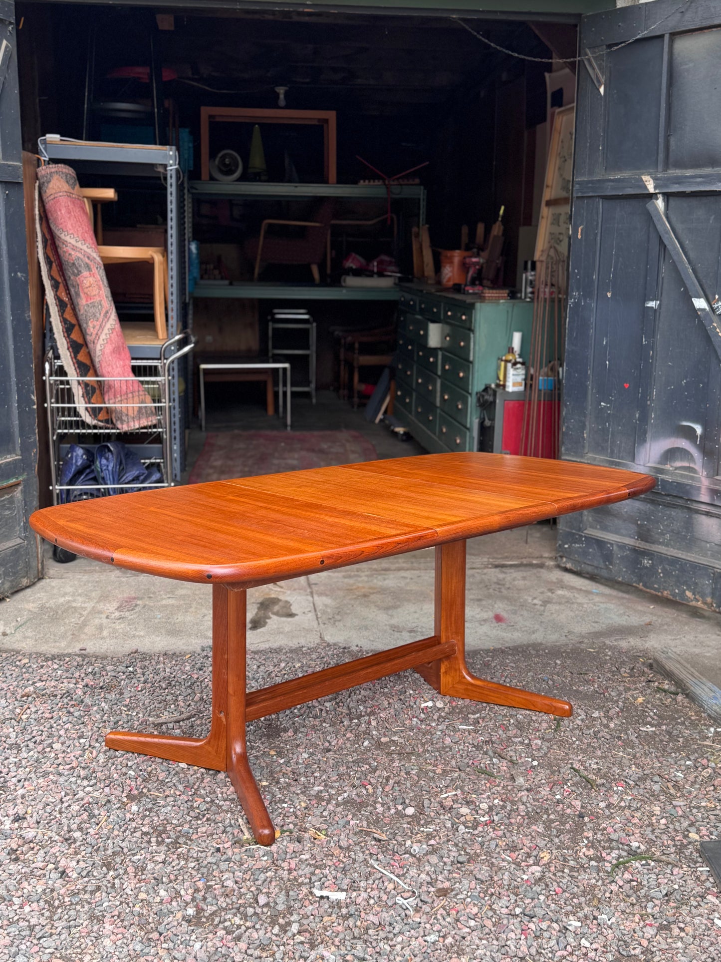 Mid Century Modern Teak Extendable Dining Table by D-Scan