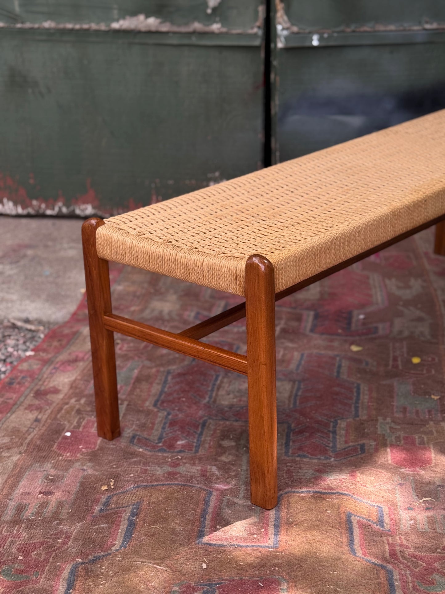 Danish Teak & Paper-cord Bench