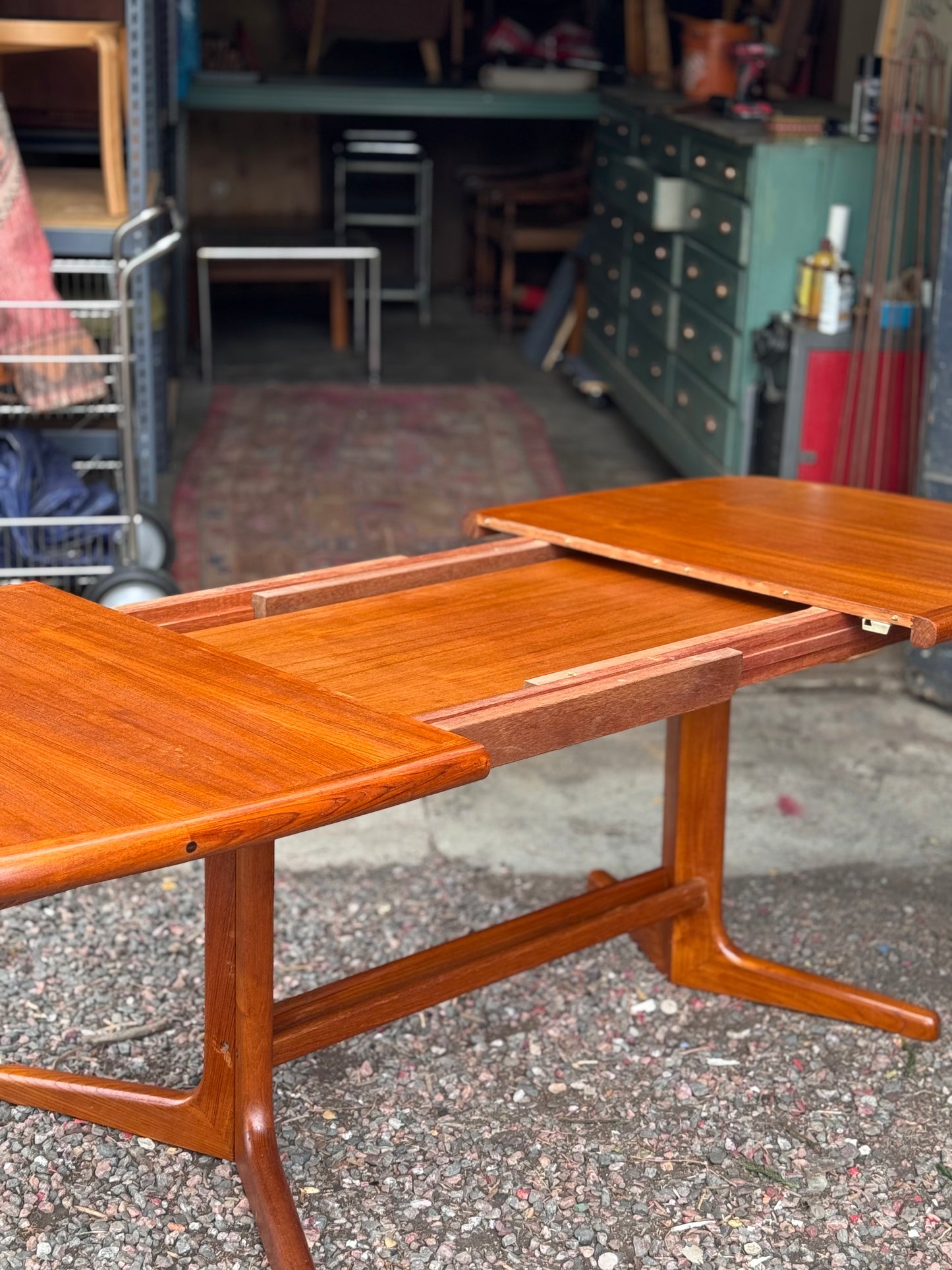 Mid Century Modern Teak Extendable Dining Table by D-Scan
