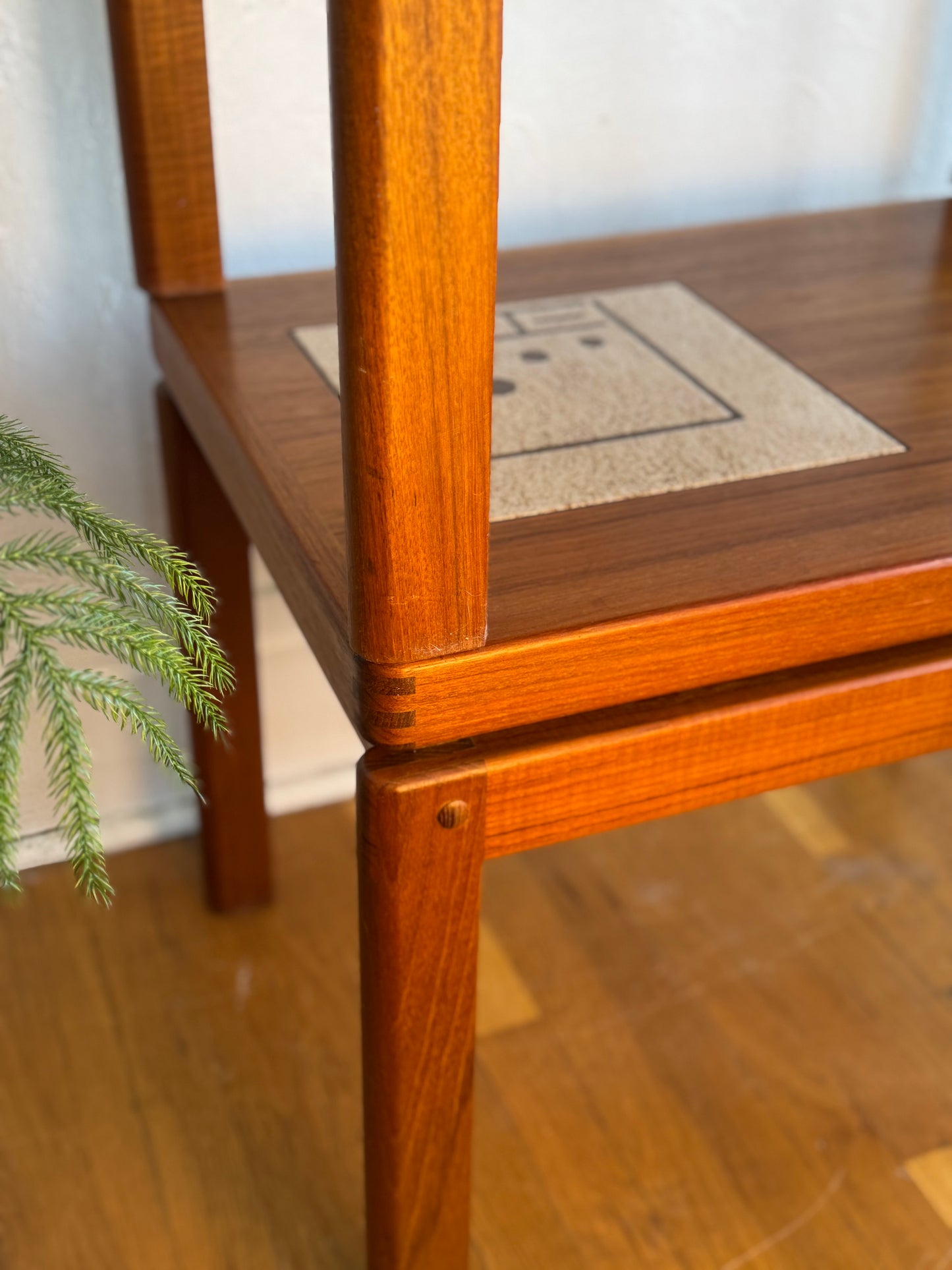 1960s HW Klein for Bramin Solid Teak Tile Inlay Table Set
