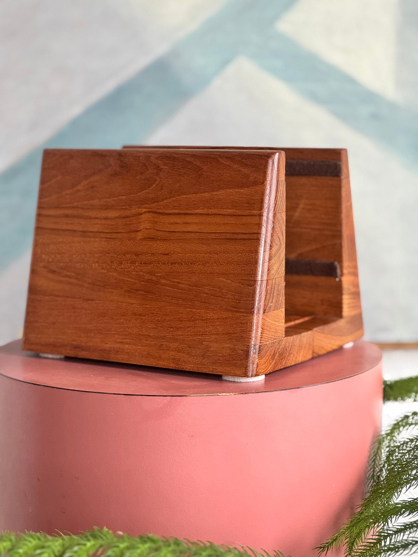 Solid Teak Adjustable Record Holder
