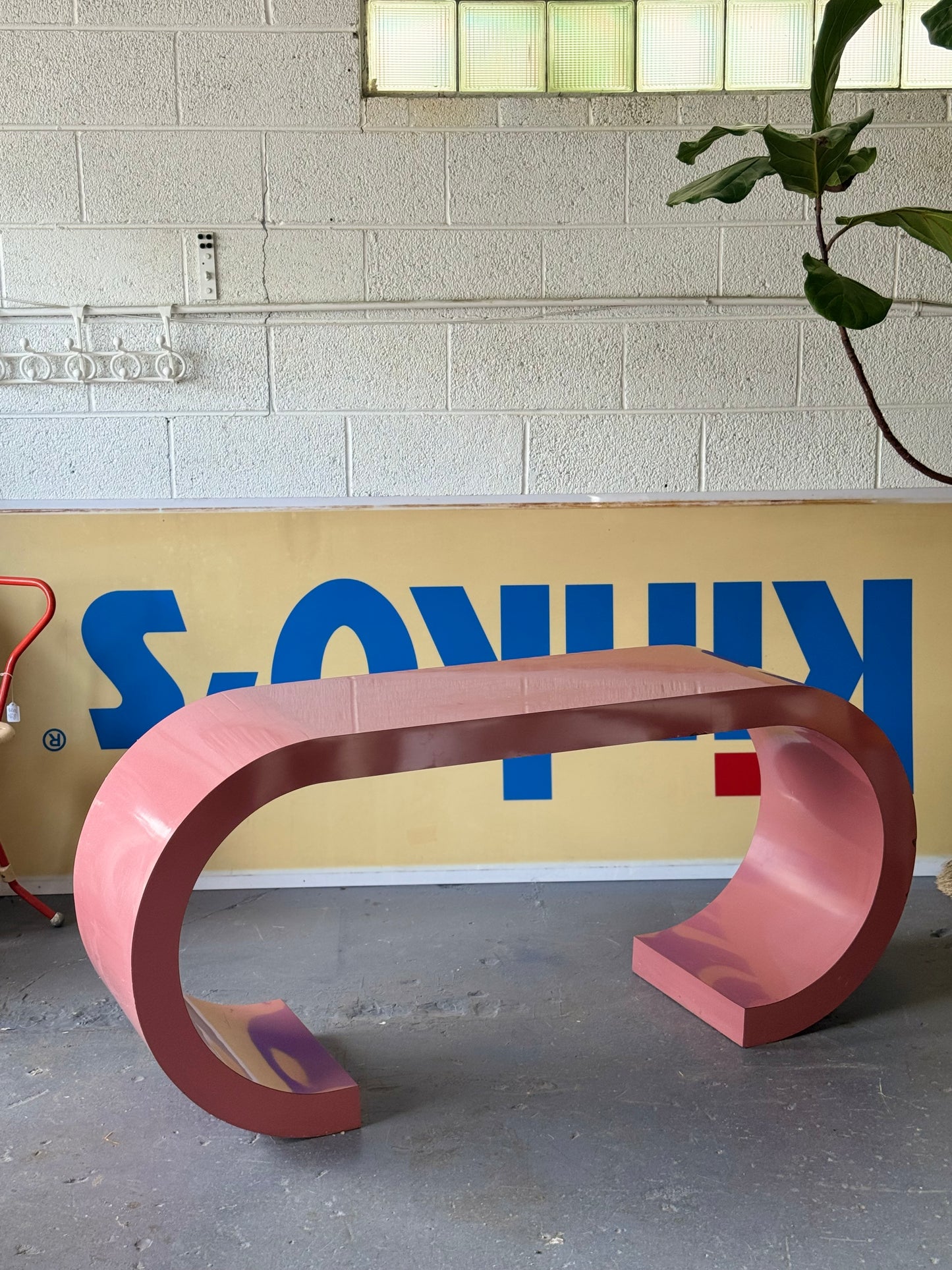 Late 1970s Karl Springer Attributed High Gloss Pink Lacquer Desk