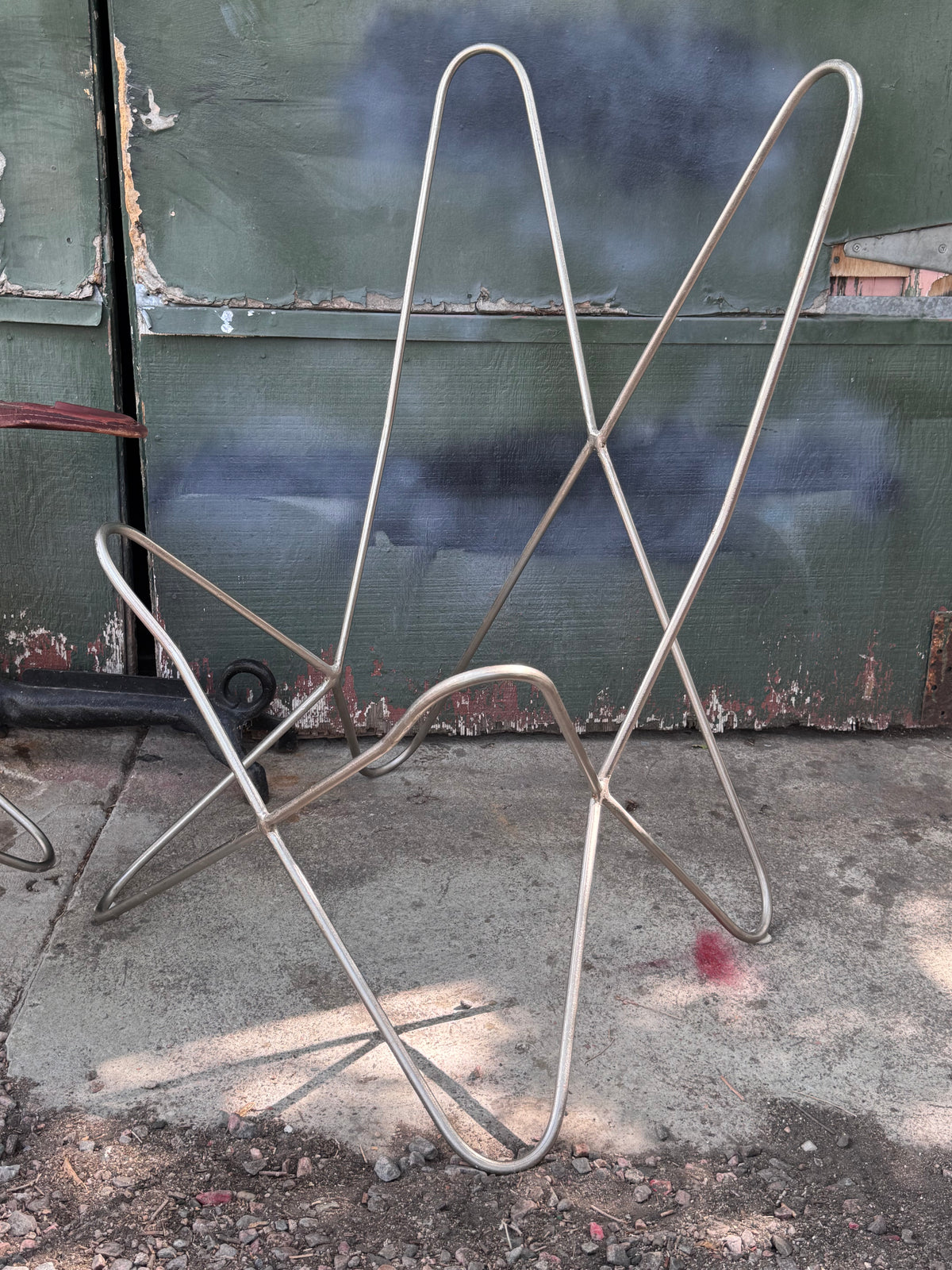 Mid Century Leather Handmade Butterfly Lounges Chair Set