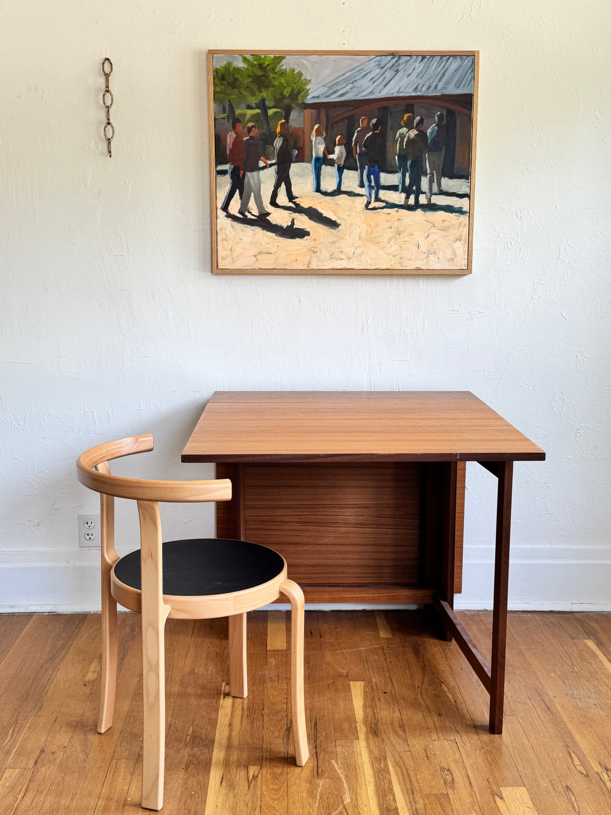 Danish Teak Flap-Leaf Hideaway Dining Table / Desk / Console