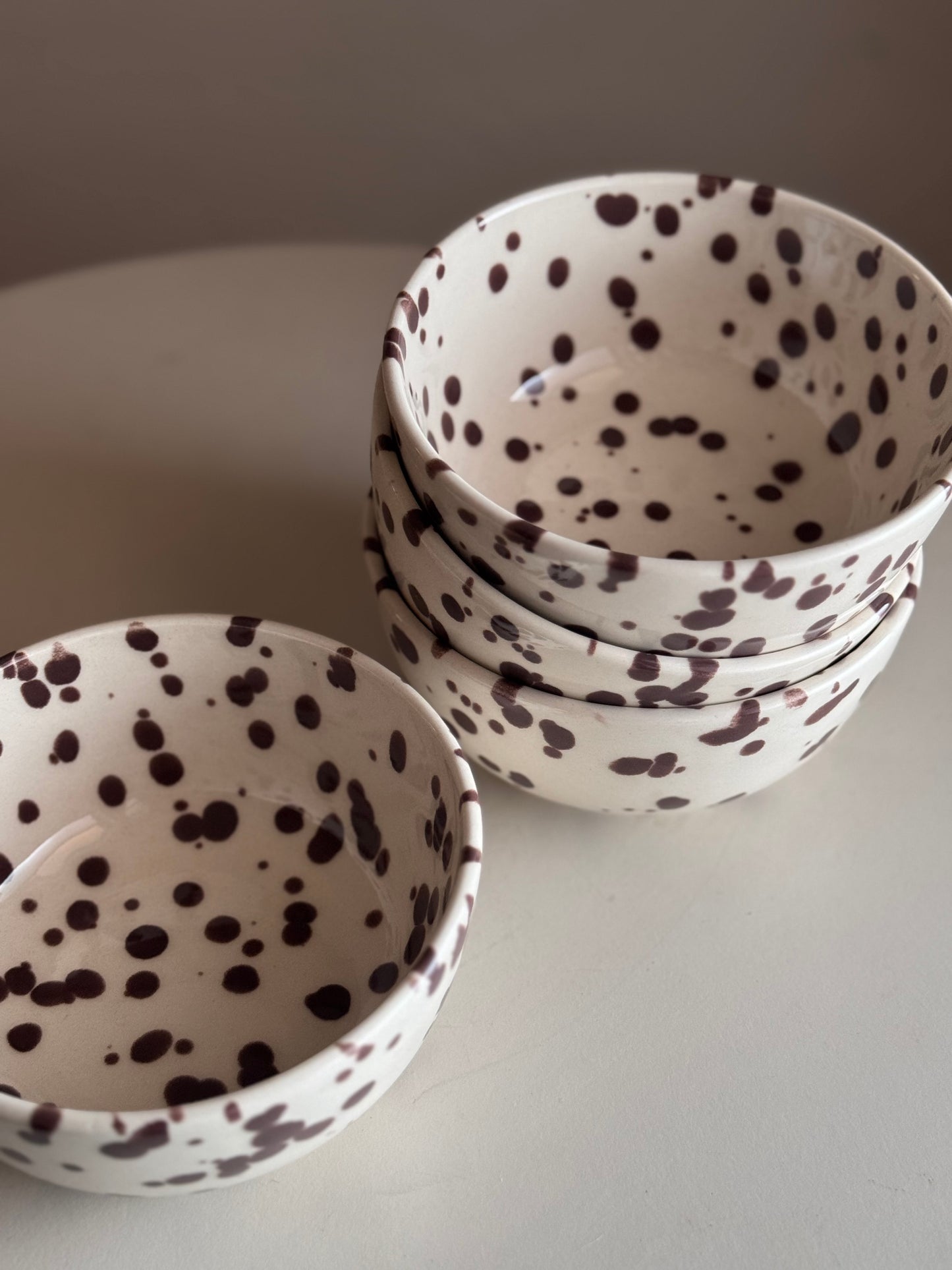 Sir Madam Splatterware Bowls Set of 4, Cacao