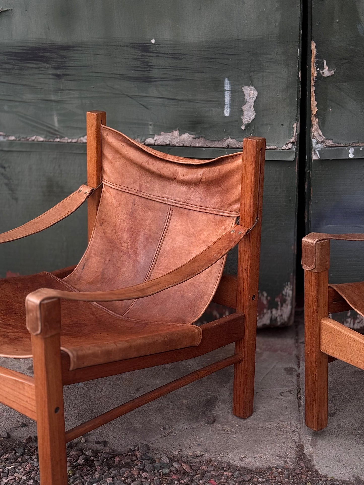 1950s Leather Sling Lounge Chairs