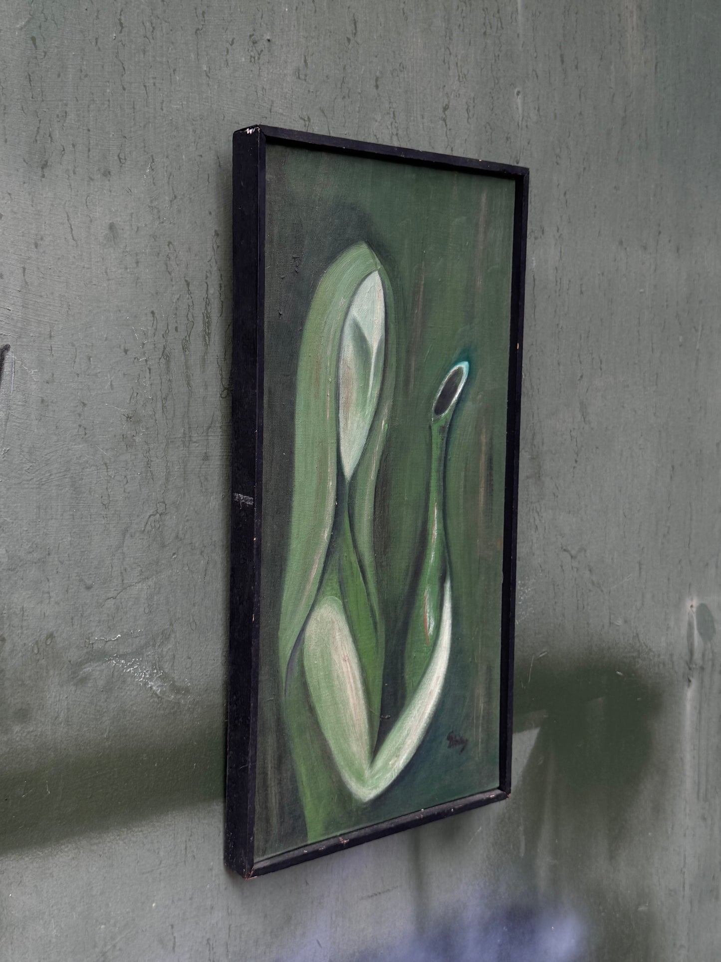 Mid Century Cubist Oil Painting 1 (Green)