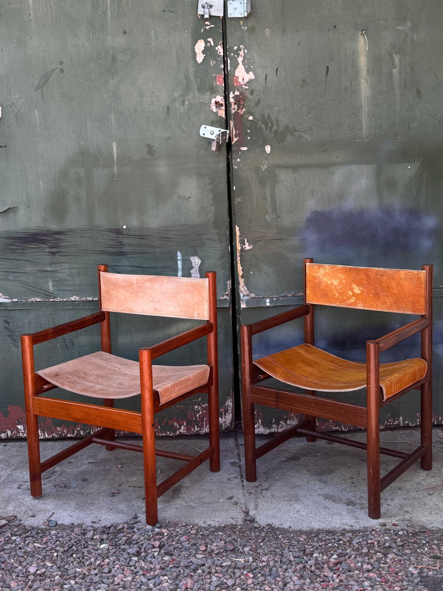 Leather Sling Dining Chairs by Michael Arnoult, 1970s