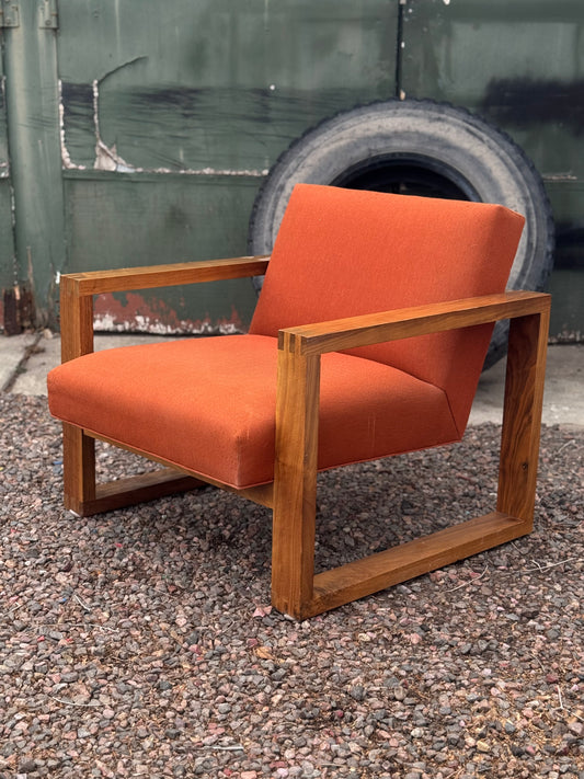 Large Solid Walnut “Zane” Lounge Chair