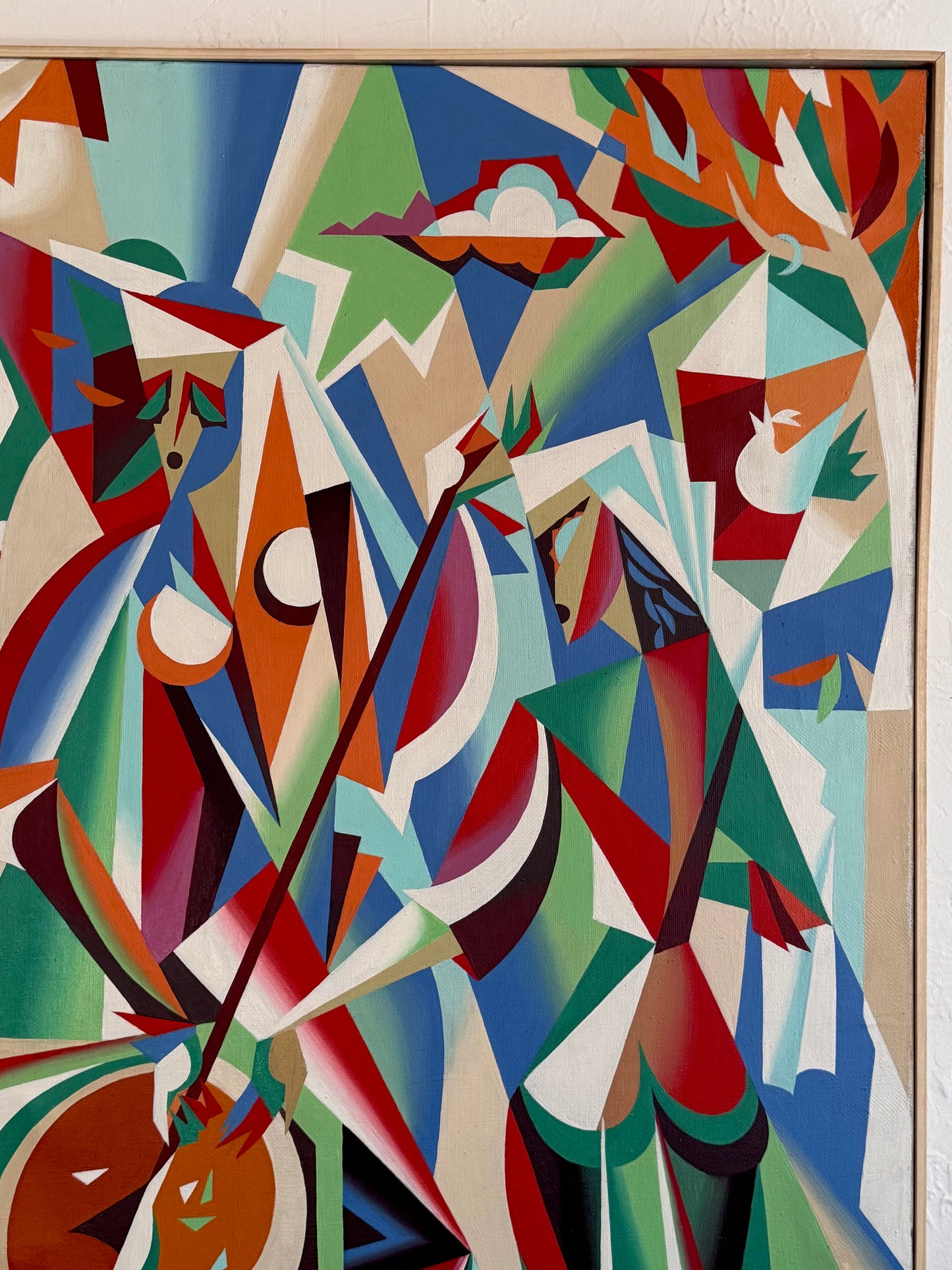 "Sumalyak" Vintage Cubist Oil Painting by R. Salidzhanov (1991)