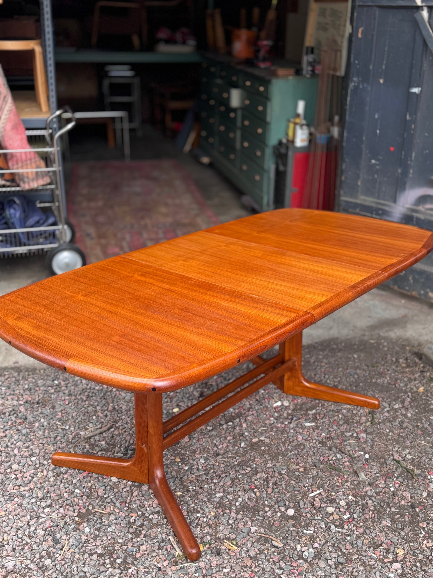Mid Century Modern Teak Extendable Dining Table by D-Scan