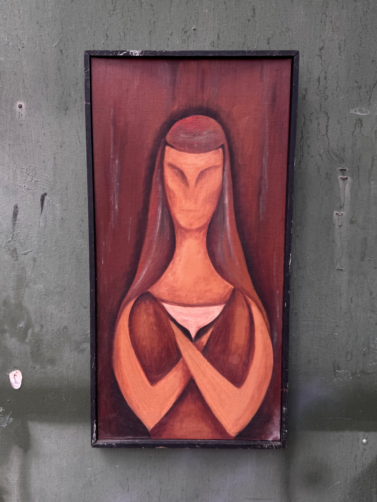 Mid Century Cubist Oil Painting 2 (Orange)