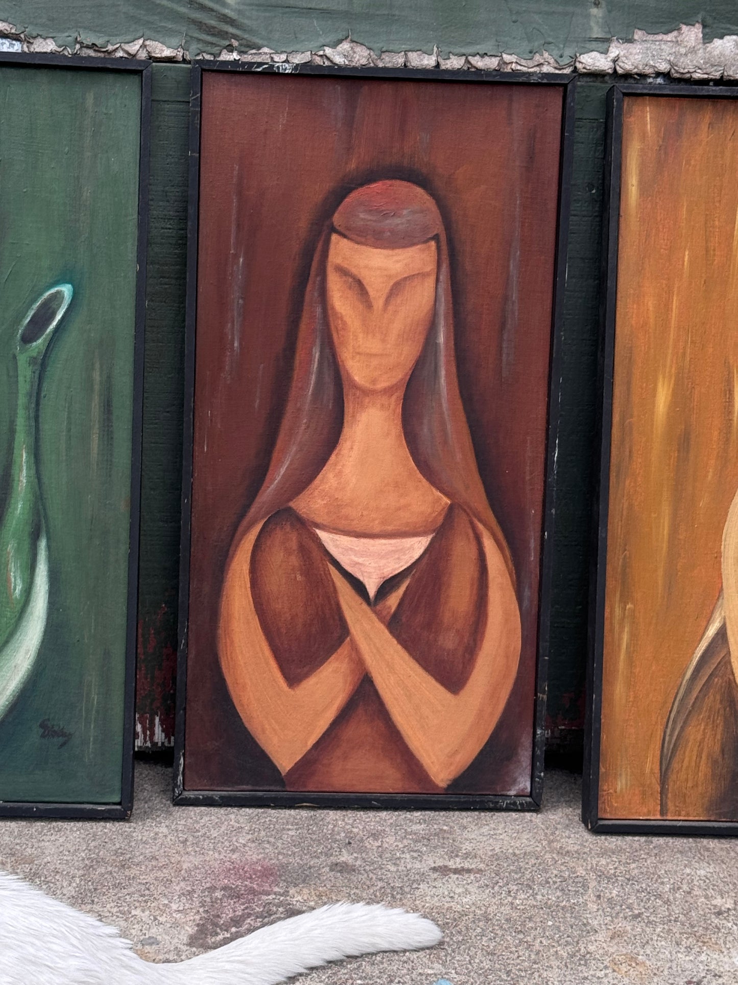 Mid Century Cubist Oil Painting 2 (Orange)