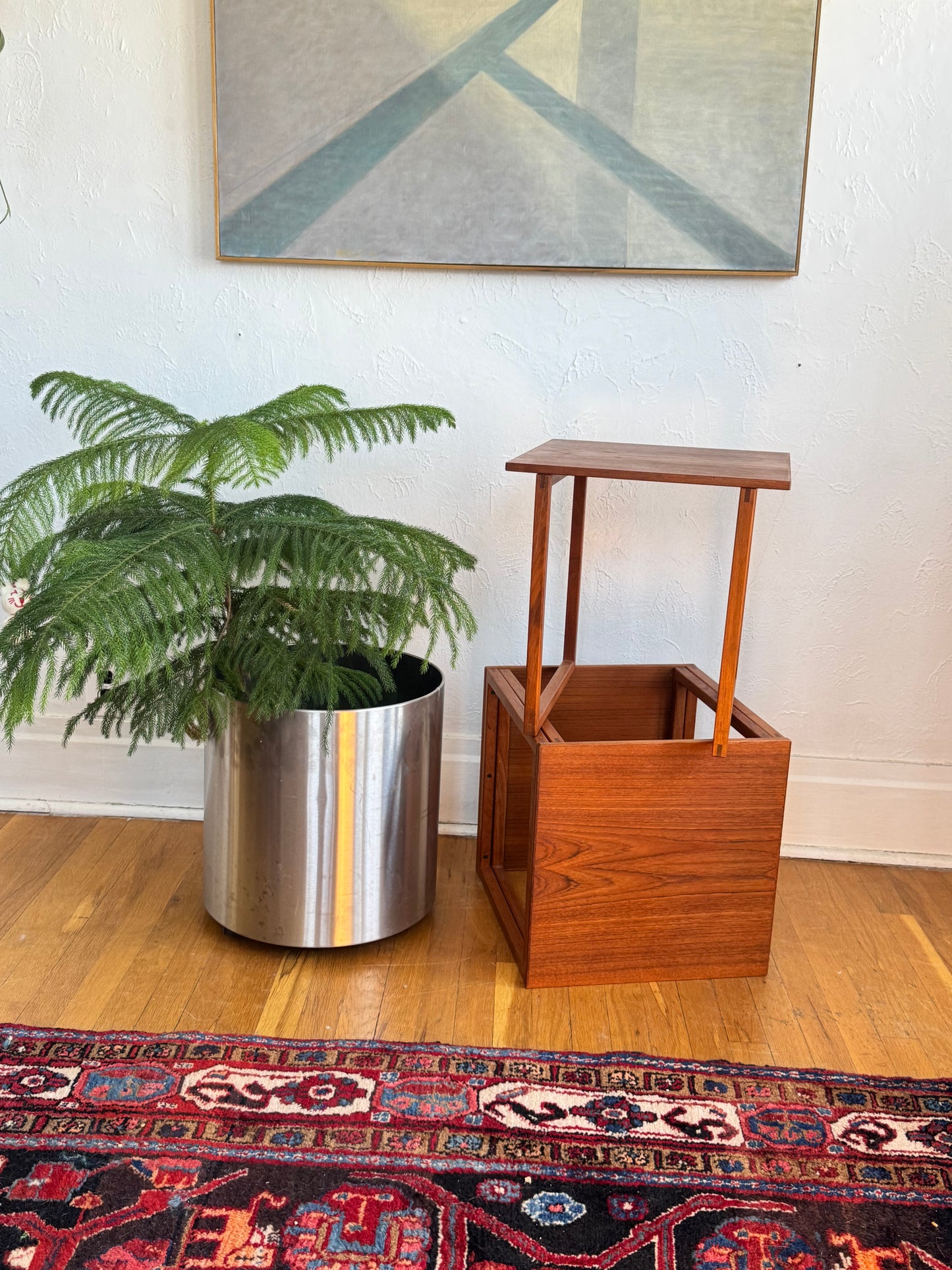 1960s Solid Teak Kai Kristiansen for Vildbjerg Mobelfabrik Cube Side Table Nesting Set of 3