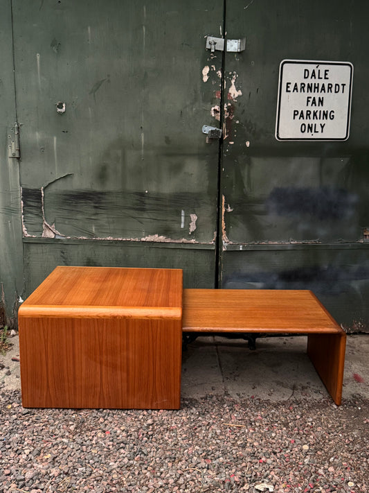 Vintage Danish Teak Waterfall Coffee Table Set