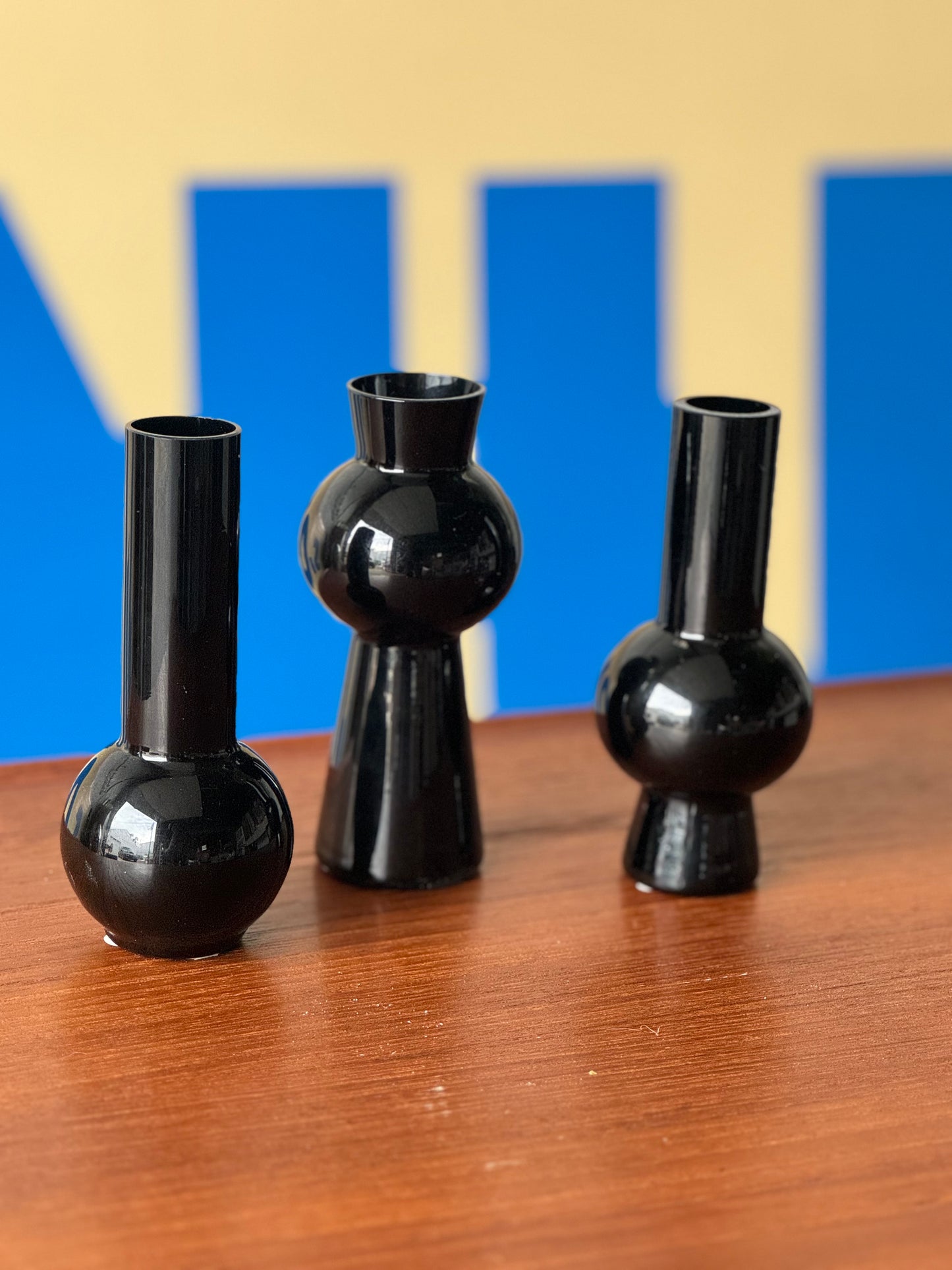 Post Modern Black Amethyst vase set