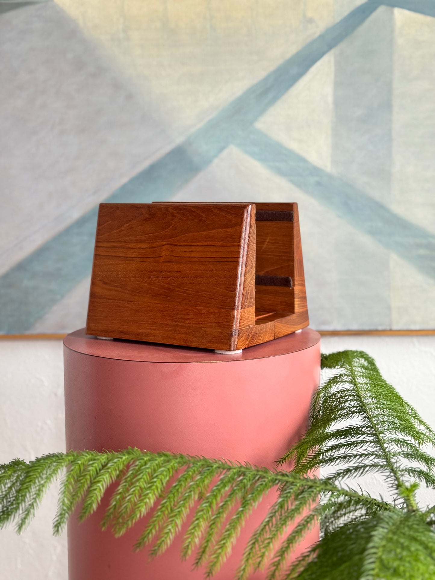 Solid Teak Adjustable Record Holder