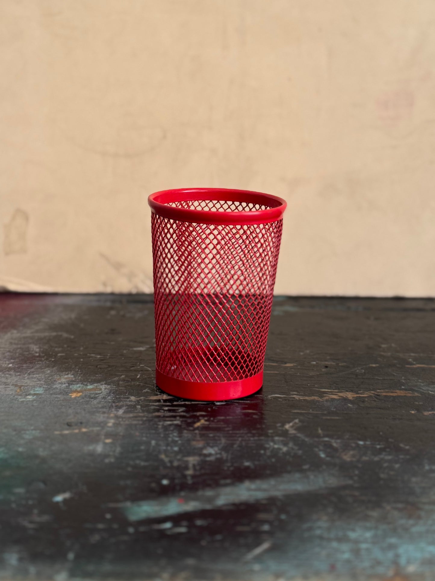 Red Metal Pen Holder