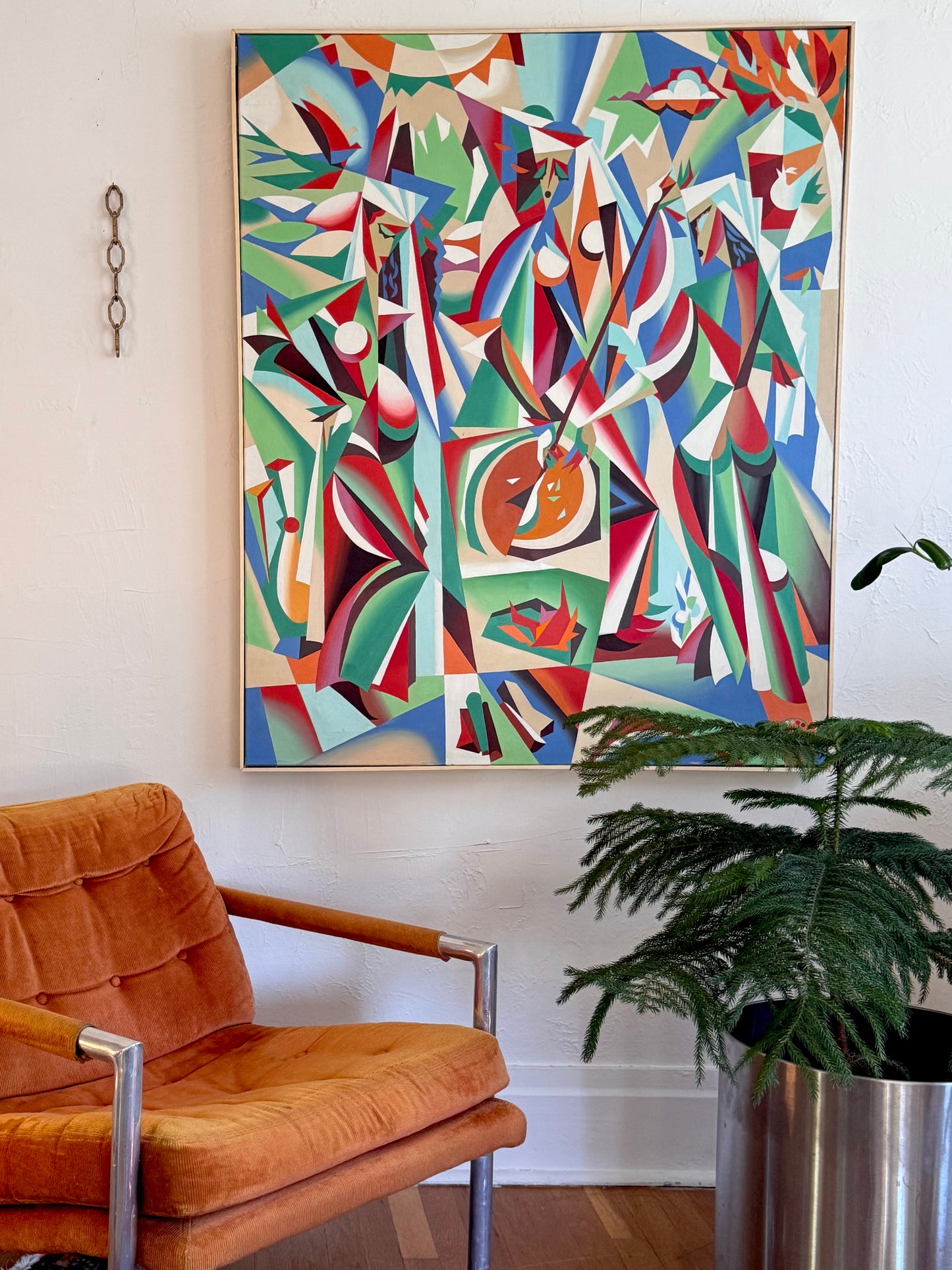 "Sumalyak" Vintage Cubist Oil Painting by R. Salidzhanov (1991)