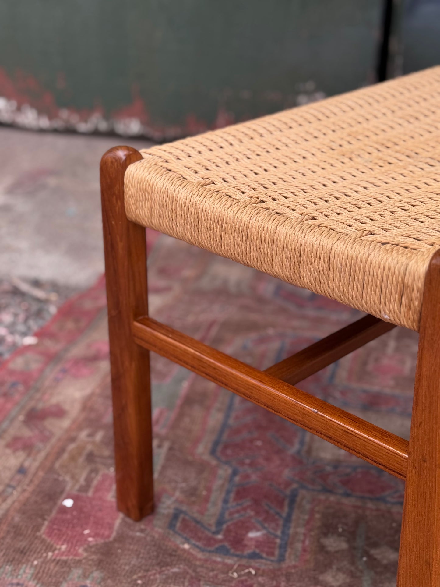 Danish Teak & Paper-cord Bench