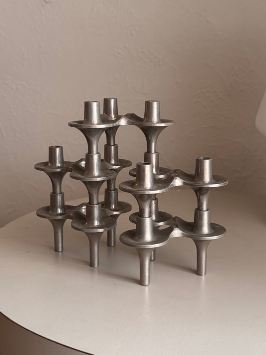1960s Fritz Nagel and Caesar Stoffi for BMF (Bayerische Metall Fabrik) Modular Candle Holders