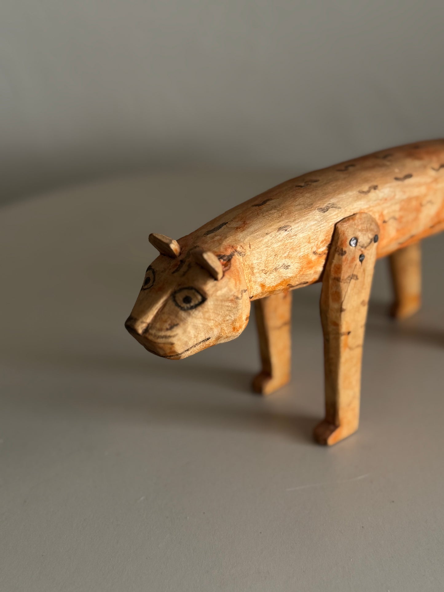 Vintage Mexican Wood Carved Jaguar
