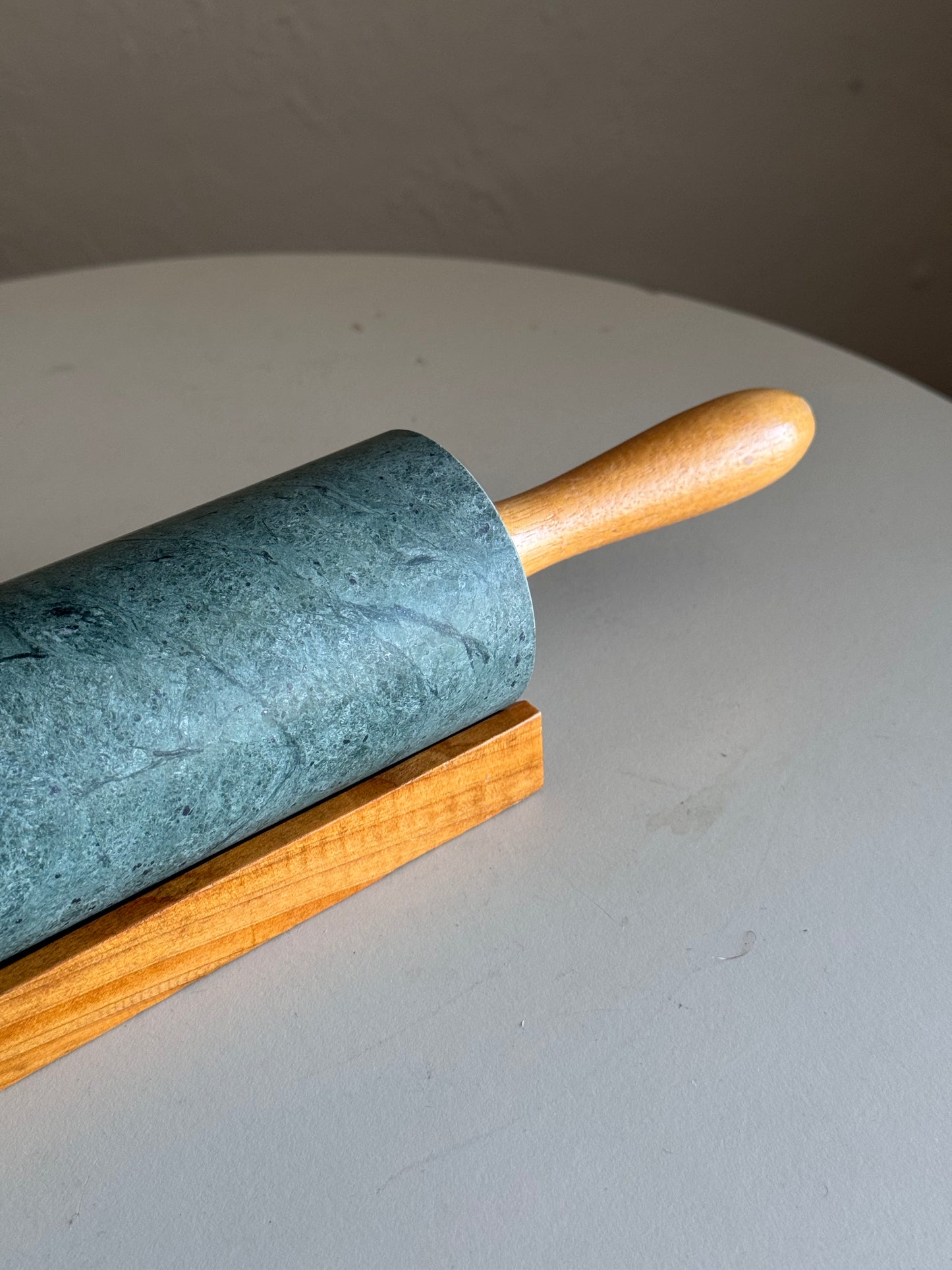 Solid Marble and Wood Rolling Pin