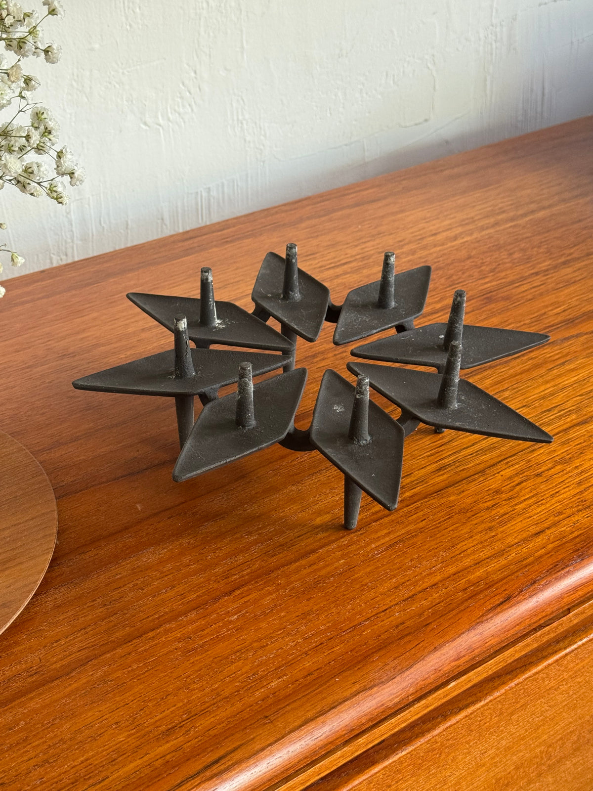 1960's Jens H Quistgaard for Dansk Cast Iron “Starcluster”Candle Holder