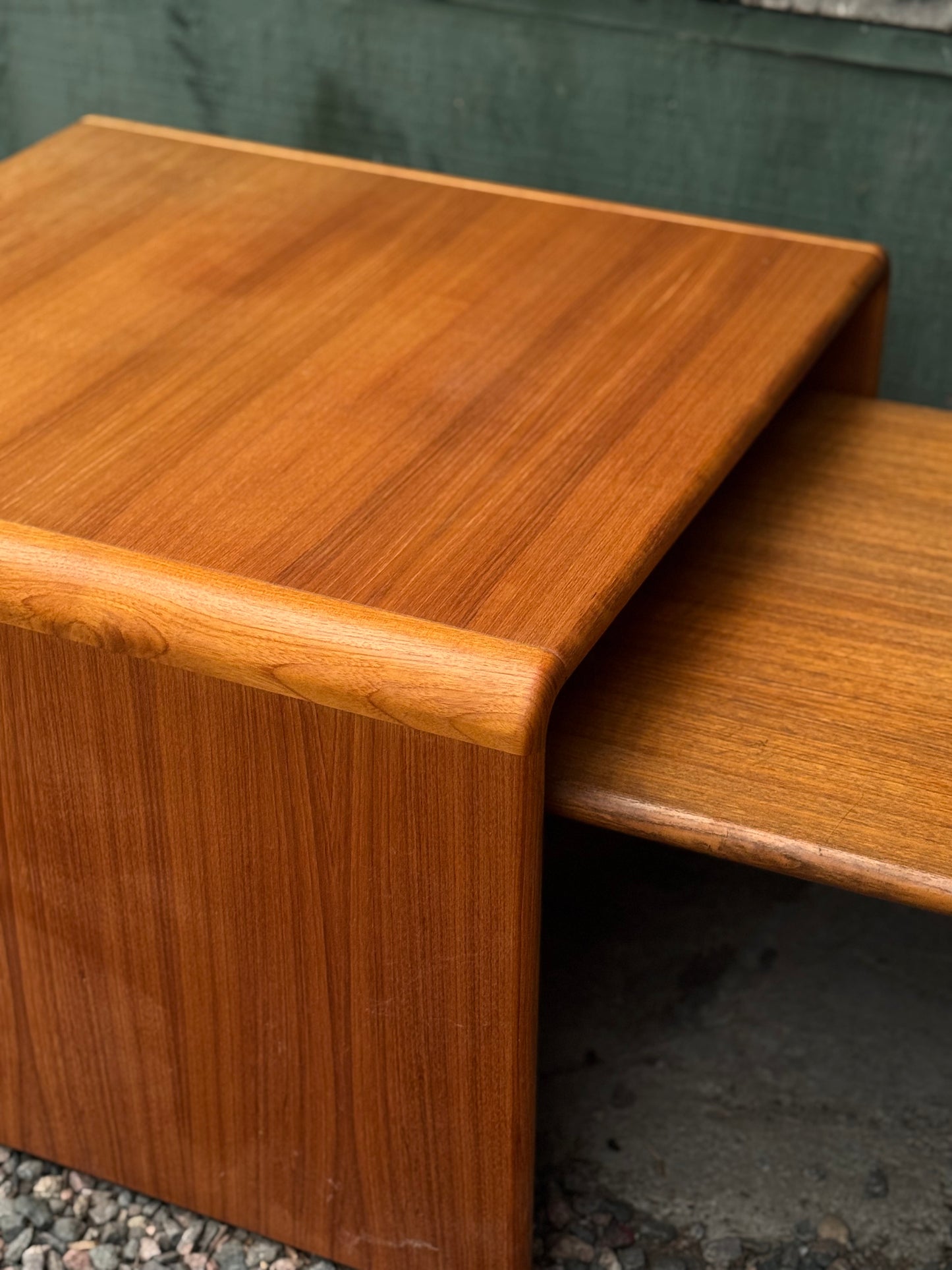 Vintage Danish Teak Waterfall Coffee Table Set