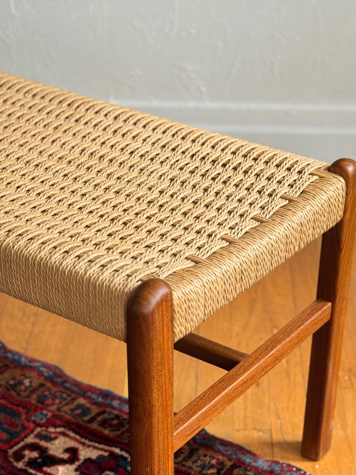 Danish Teak & Paper-cord Bench