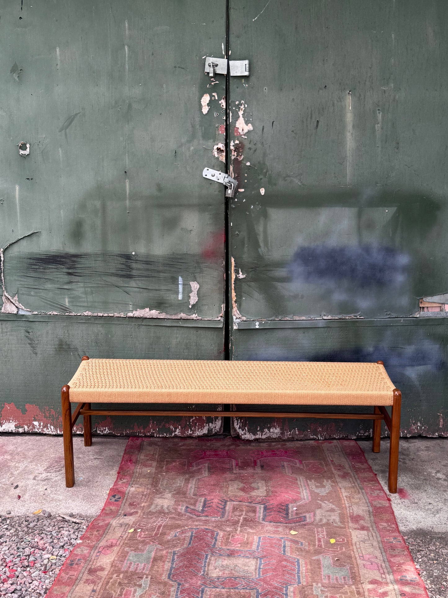 Danish Teak & Paper-cord Bench