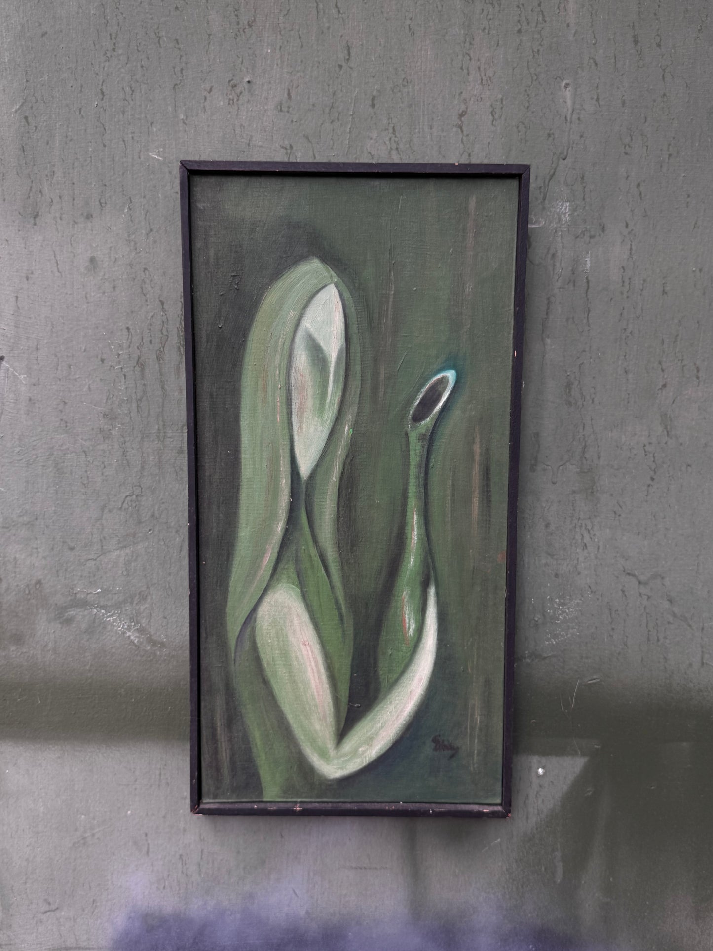 Mid Century Cubist Oil Painting 1 (Green)